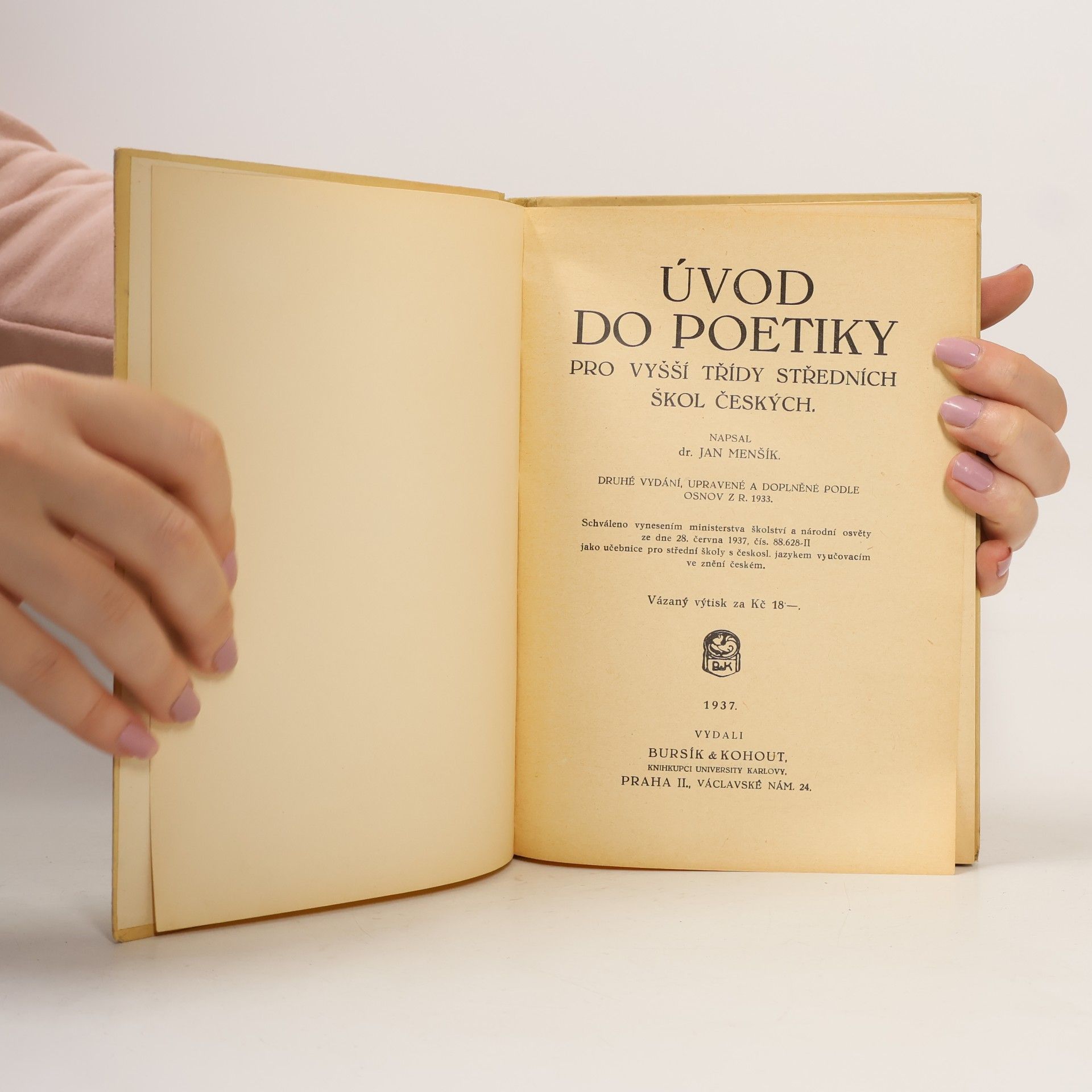 Jan Menšík Úvod do poetiky pro vyšší třídy středních škol českých