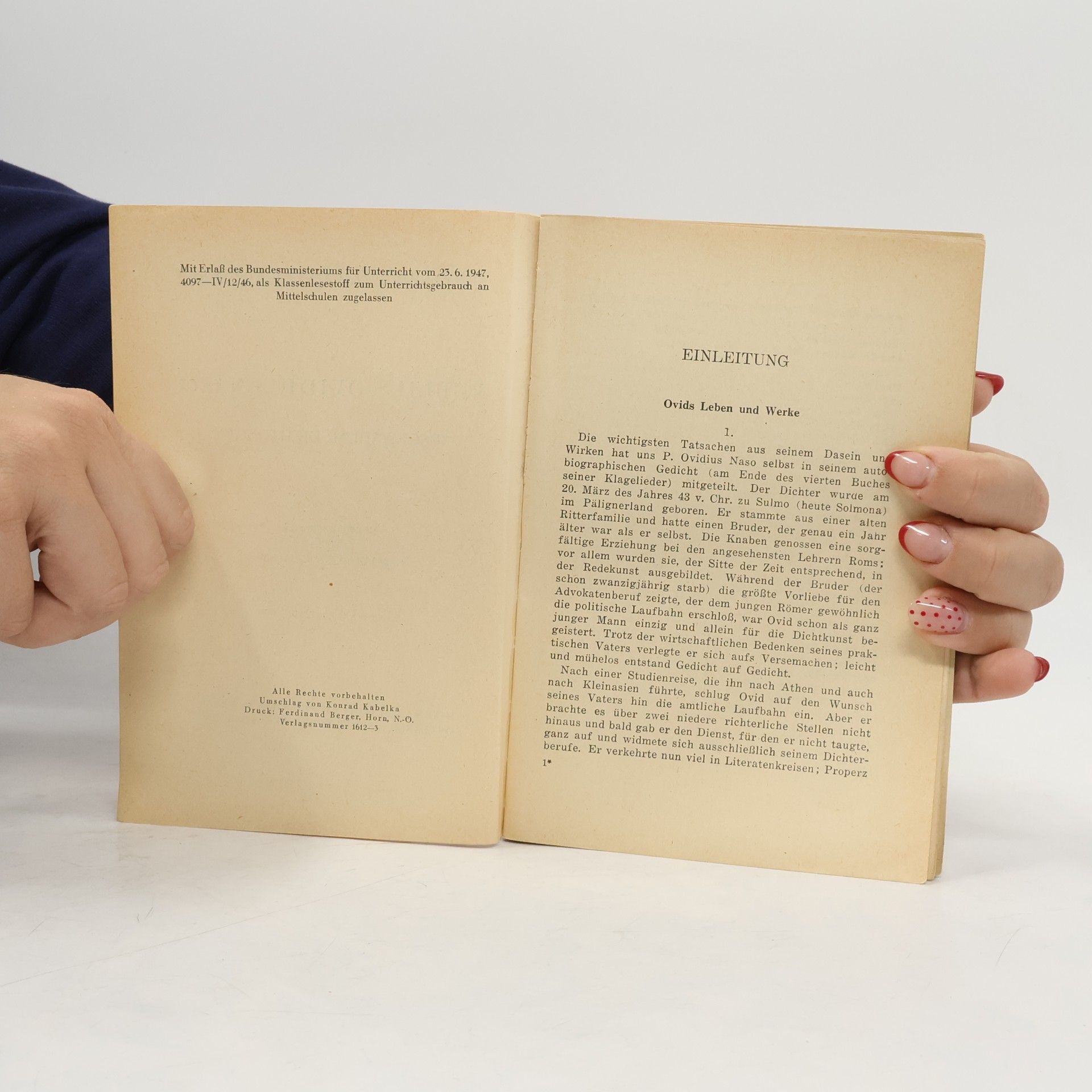Gertrud Herzog Hauser Publius Ovidius Naso: Ausgewählte Dichtungen