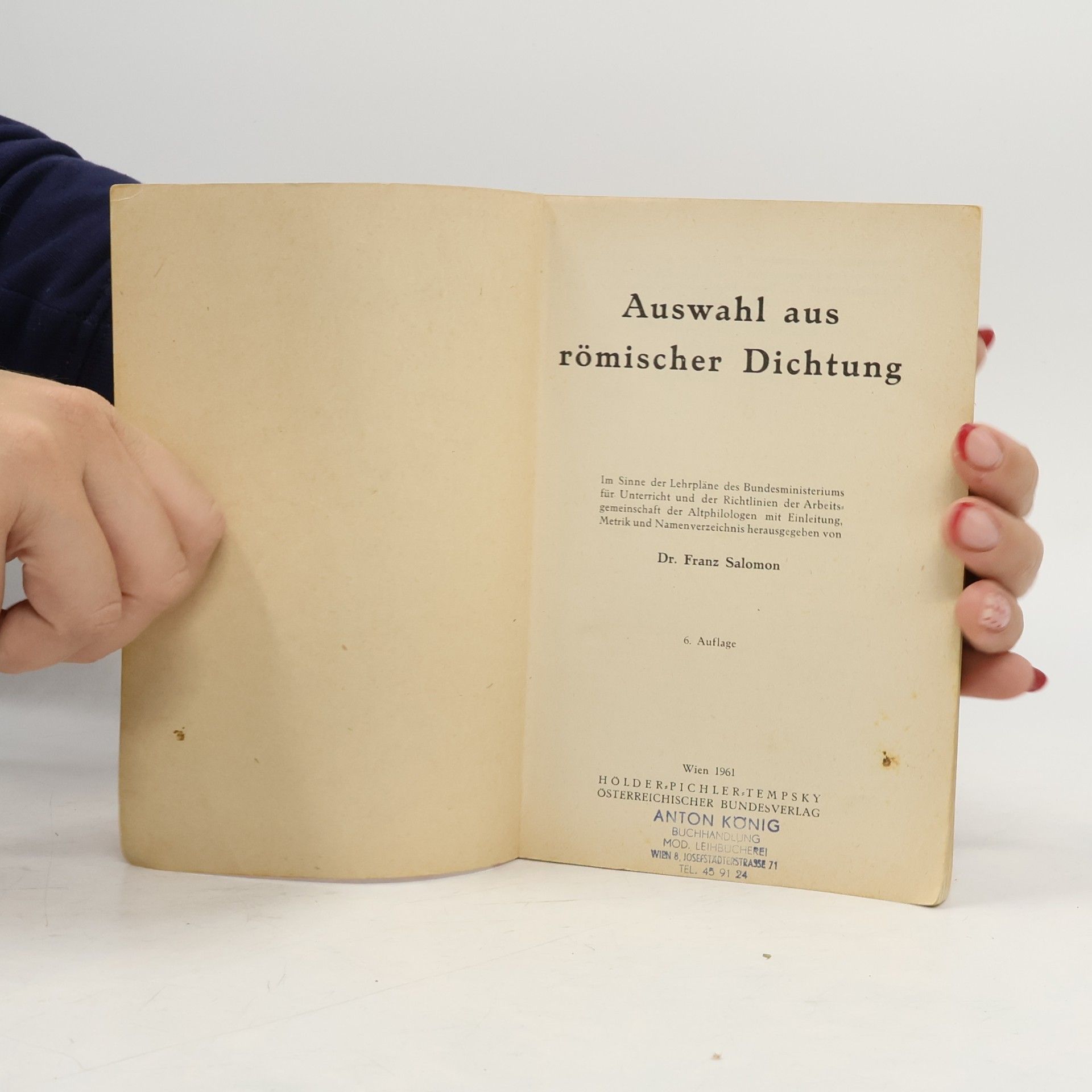 Franz Salomon Auswahl aus Römischer Dichtung