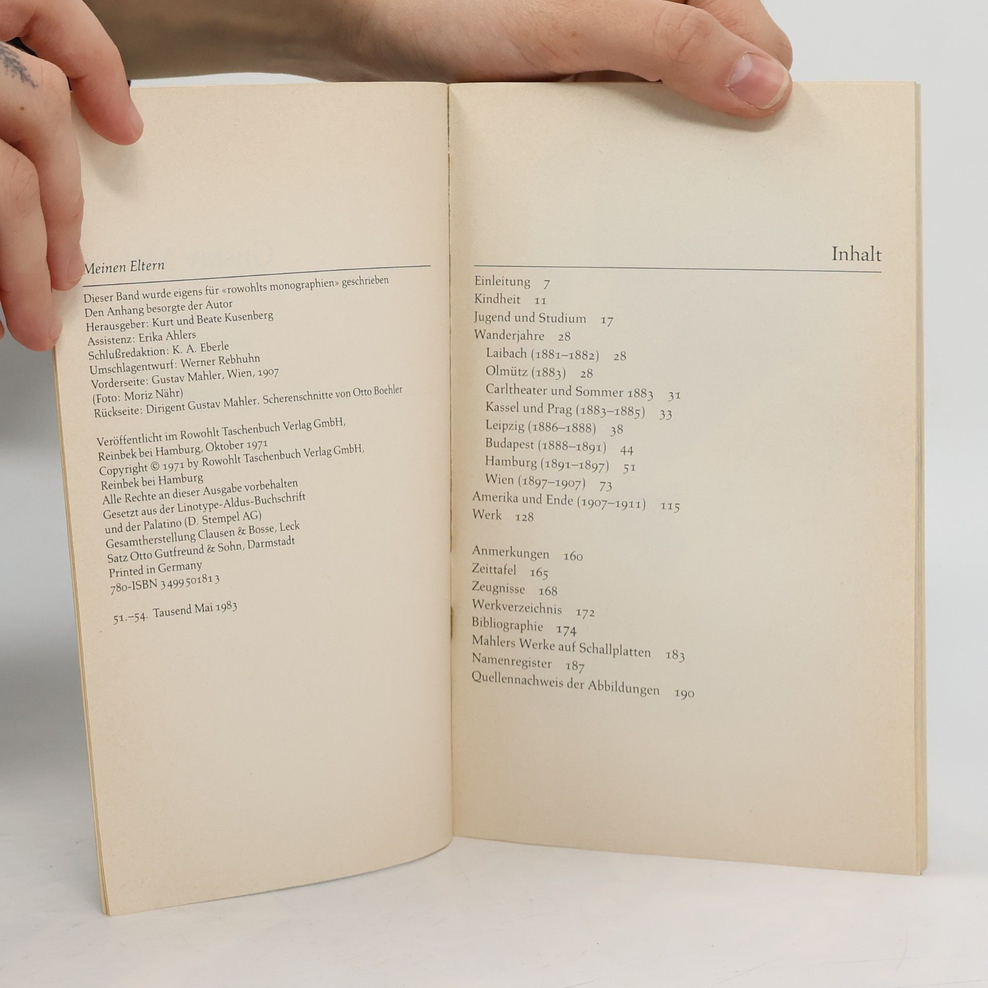 Wolfgang Schreiber Gustav Mahler : mit Selbstzeugnissen und Bilddokumenten