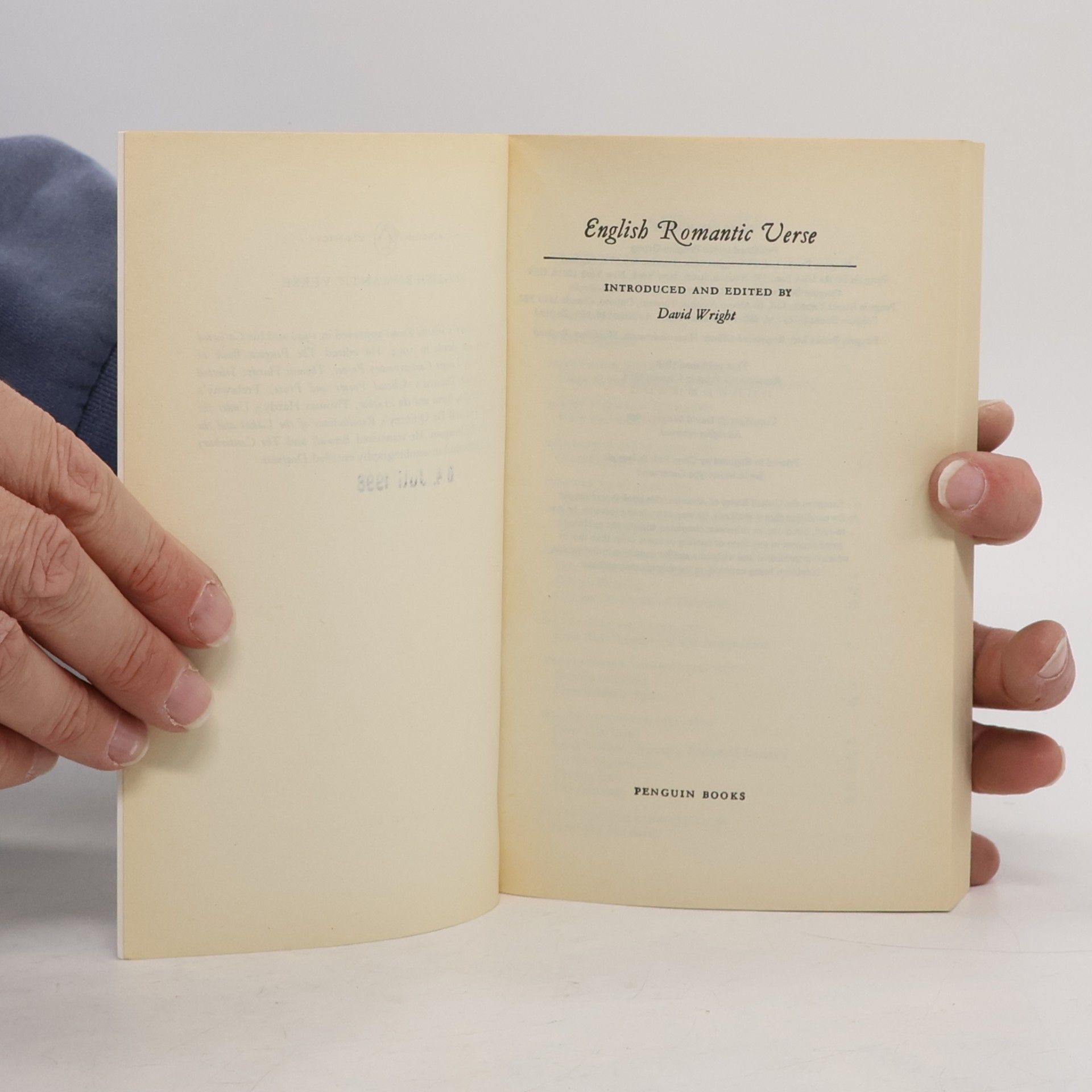 David Wright English Romantic Verse