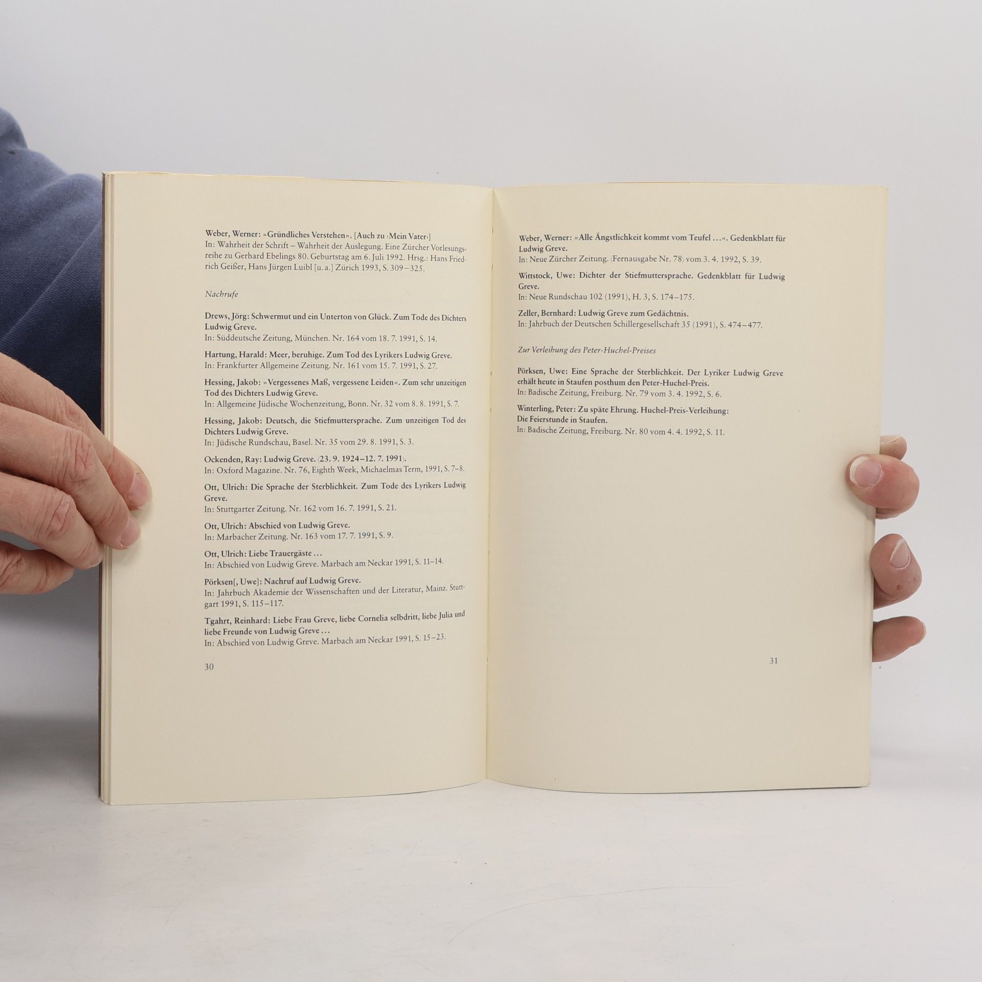 Jutta Salchow Ludwig Greve: Bibliographie 1952–1993