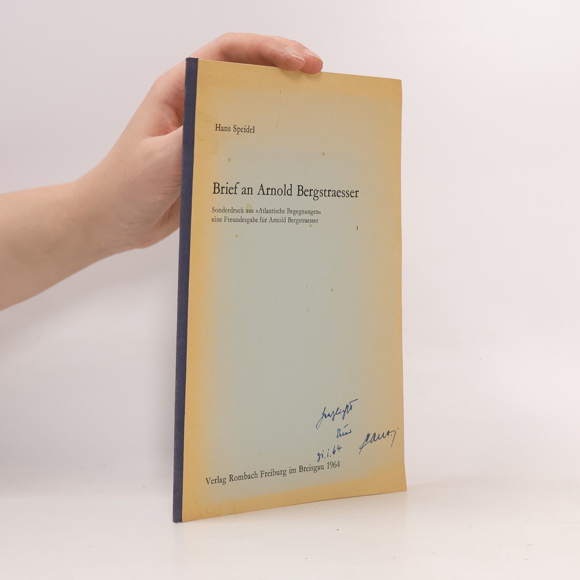 Hans Speidel Brief an Arnold Bergstraesser
