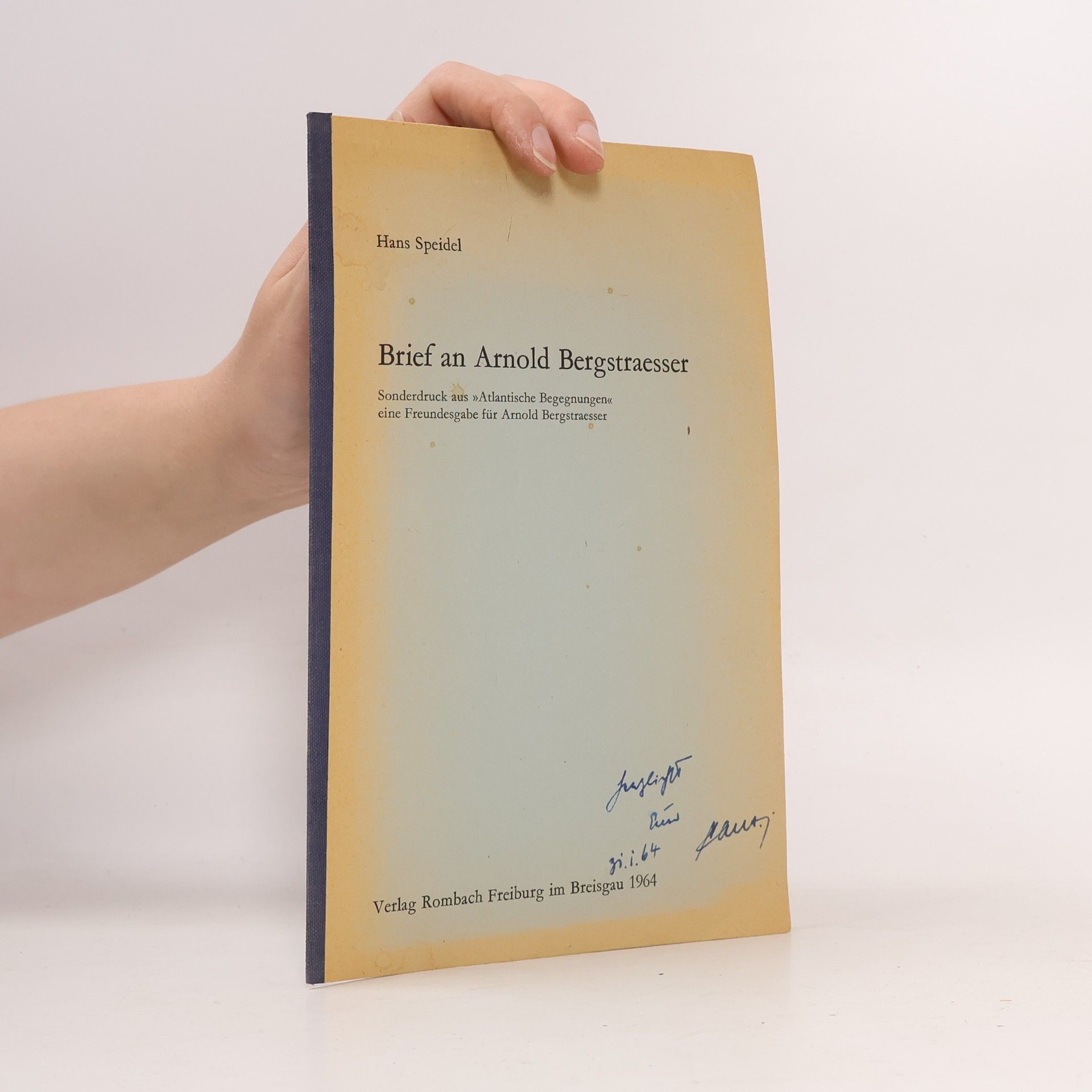 Hans Speidel Brief an Arnold Bergstraesser