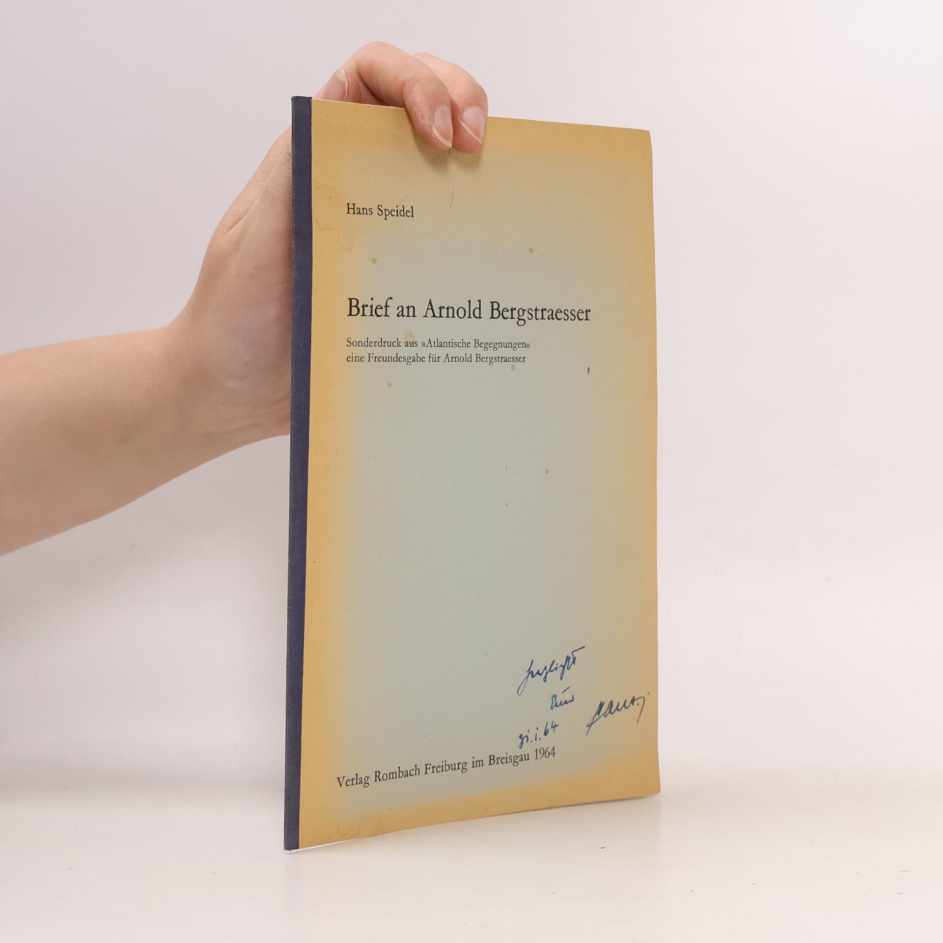 Hans Speidel Brief an Arnold Bergstraesser