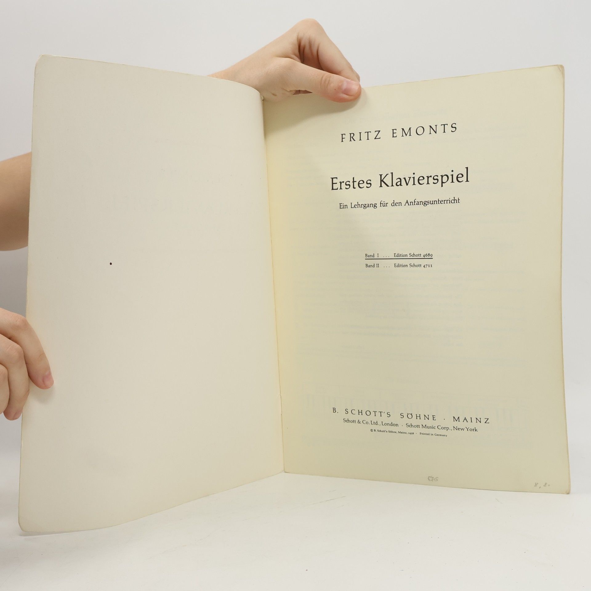 Fritz Emonts Erstes Klavierspiel. Ein Lehrgang. Band I