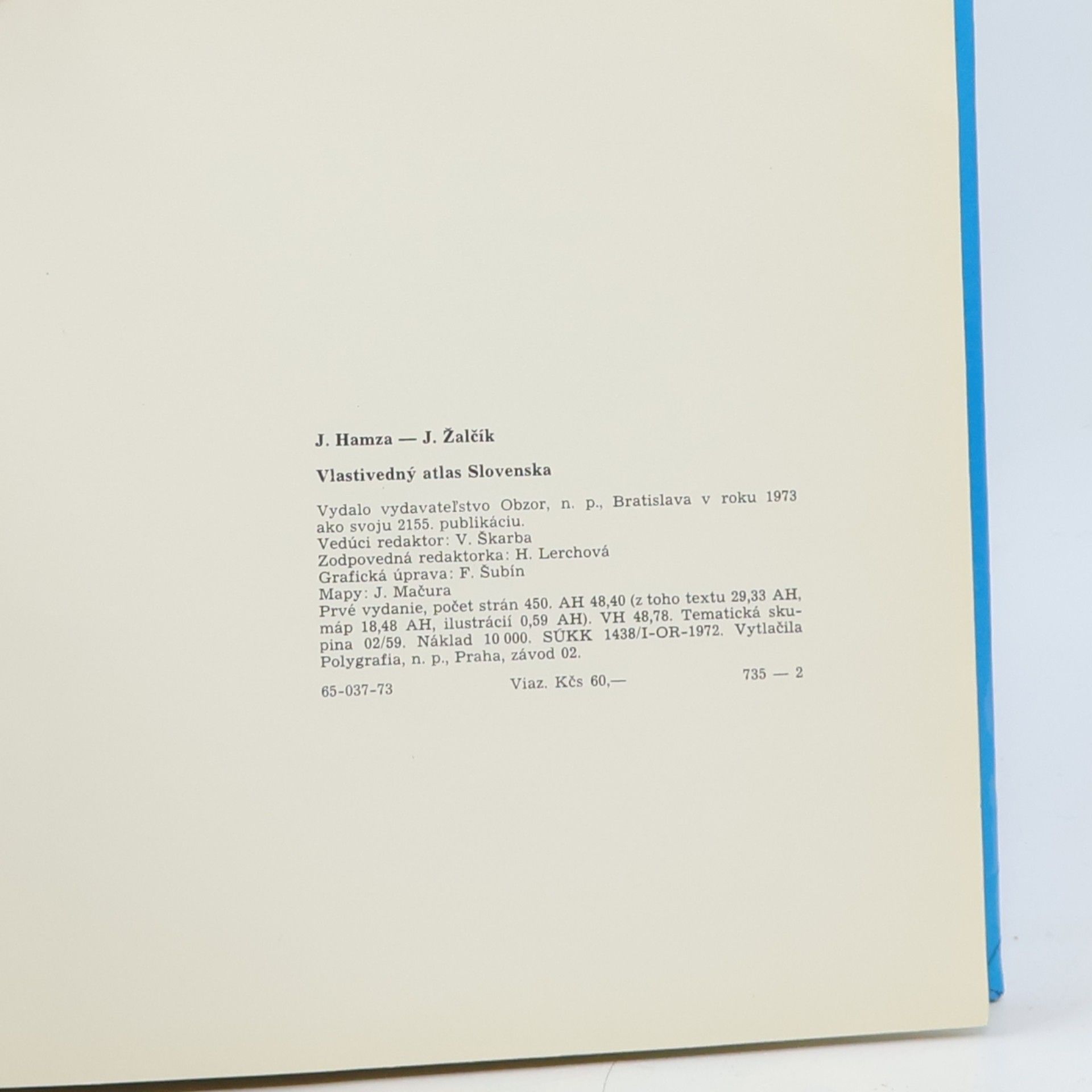 J. Hamza Vlastivedný atlas Slovenska