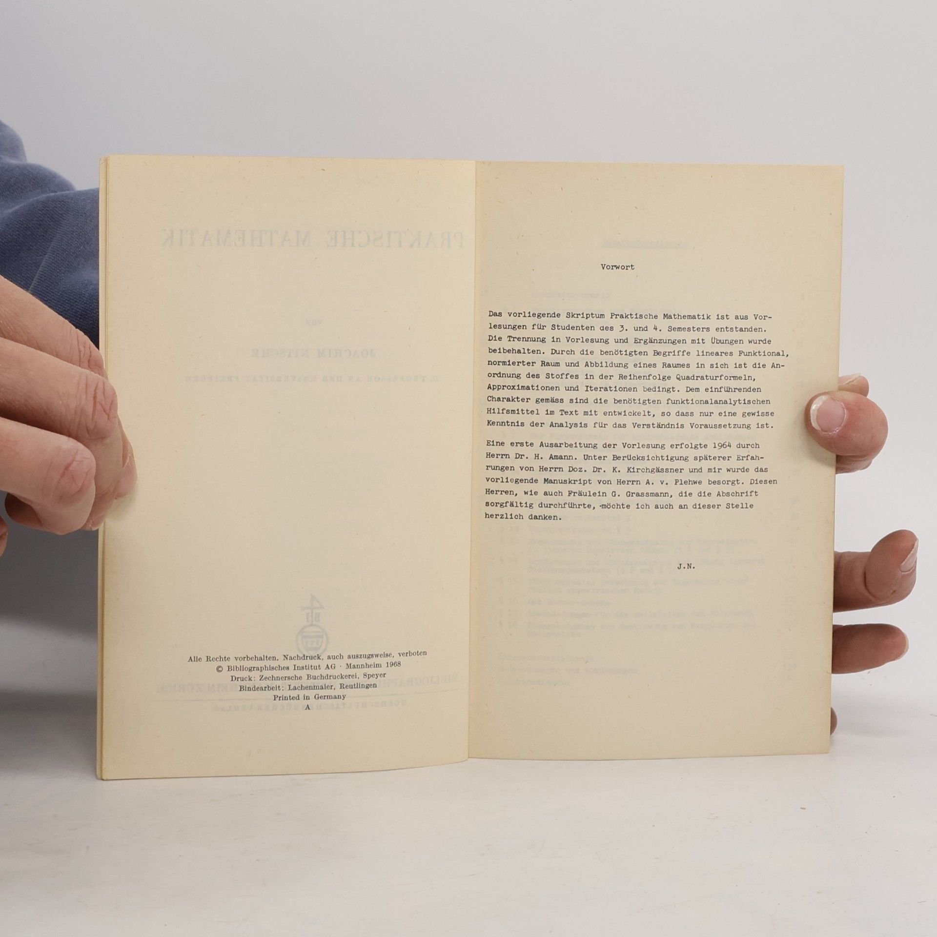 Joachim Nitsche Praktische Mathematik