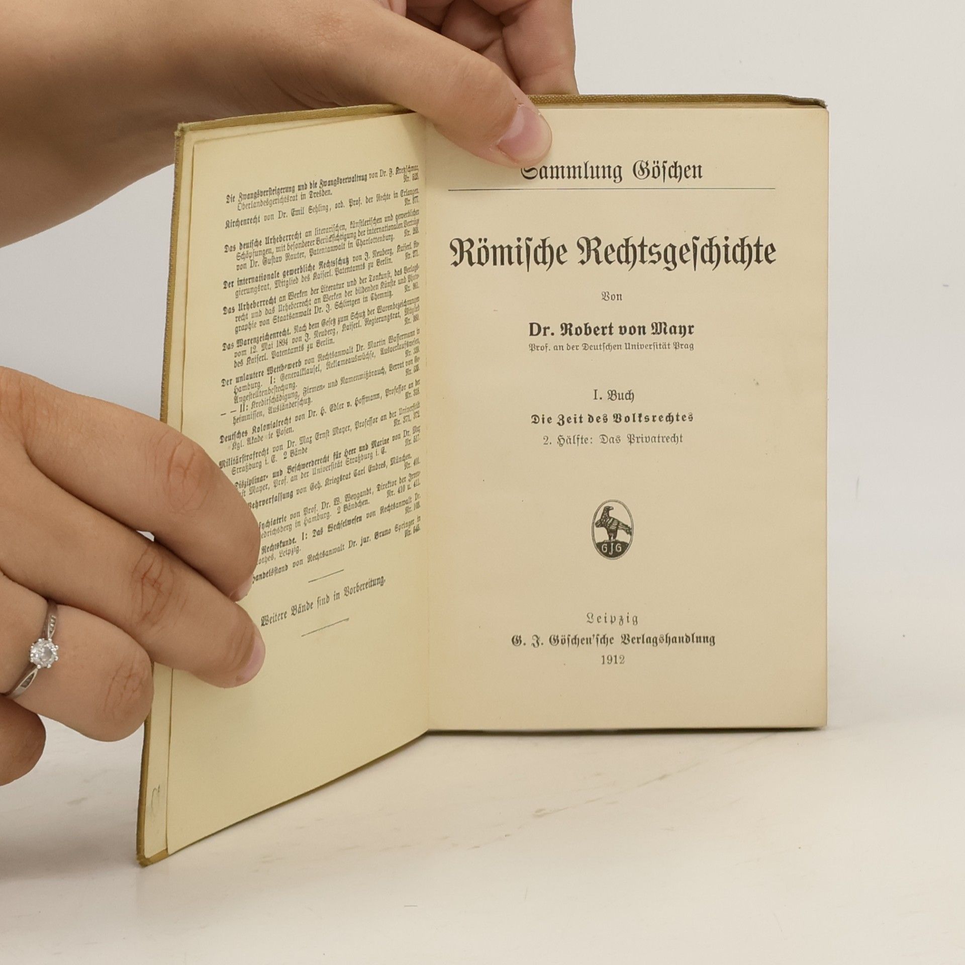 Robert von Mayr Römische Rechtsgeschichte I.