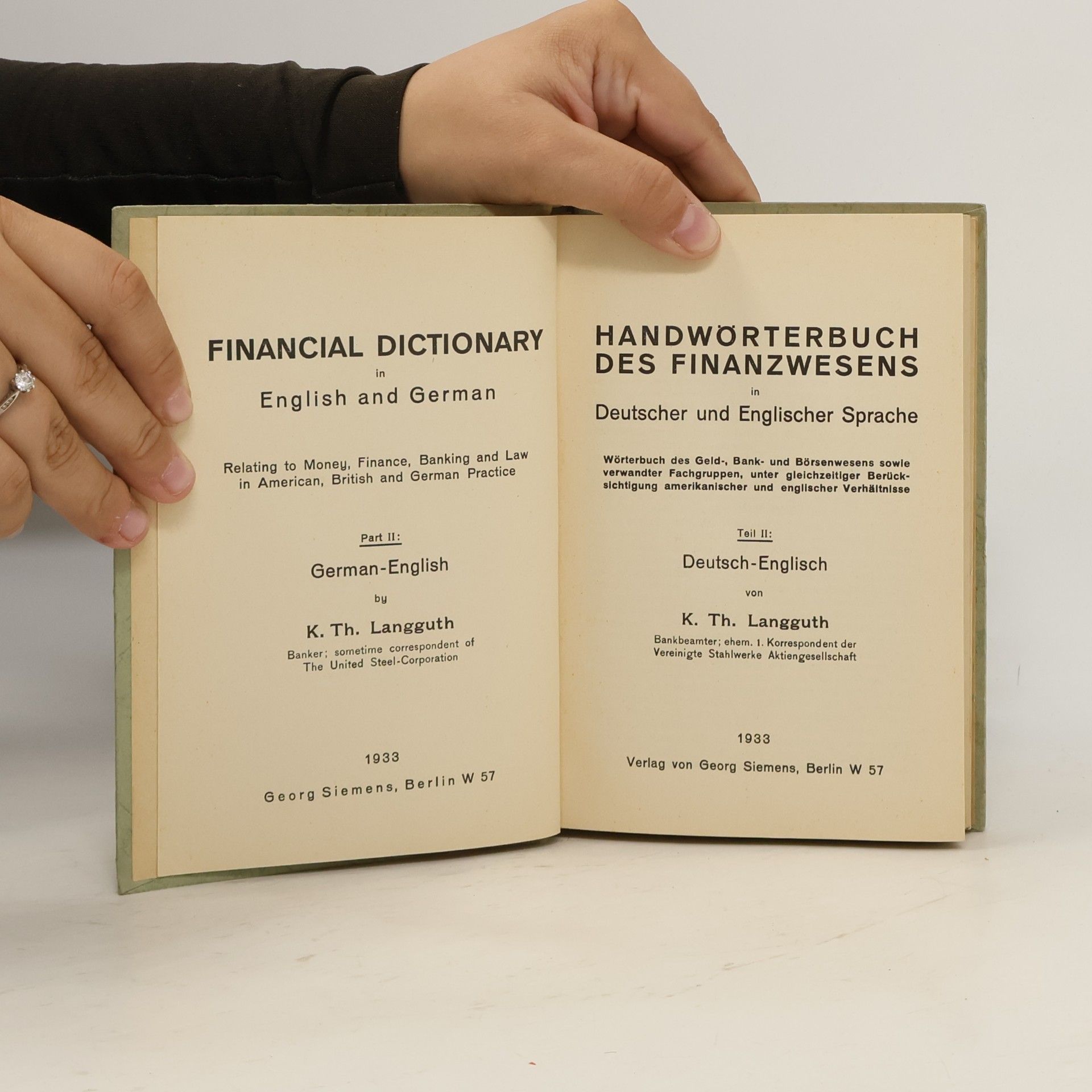 Karl Theodor Langguth Handwörterbuch des Finanzwesens in Deutscher und Englischer Sprache
