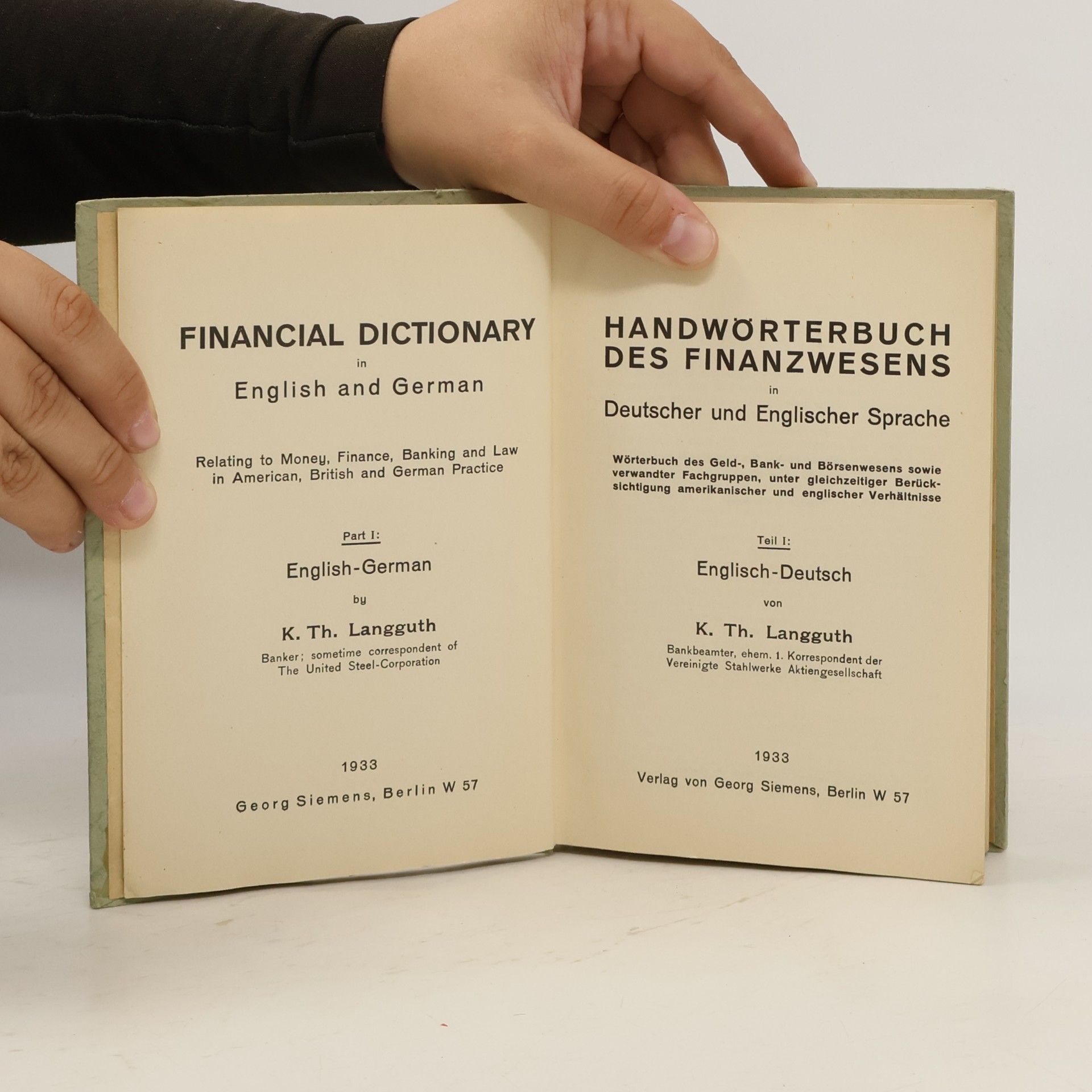K. Th. Langguth Handwörterbuch des Finanzwesens, Deutsch-Englisch