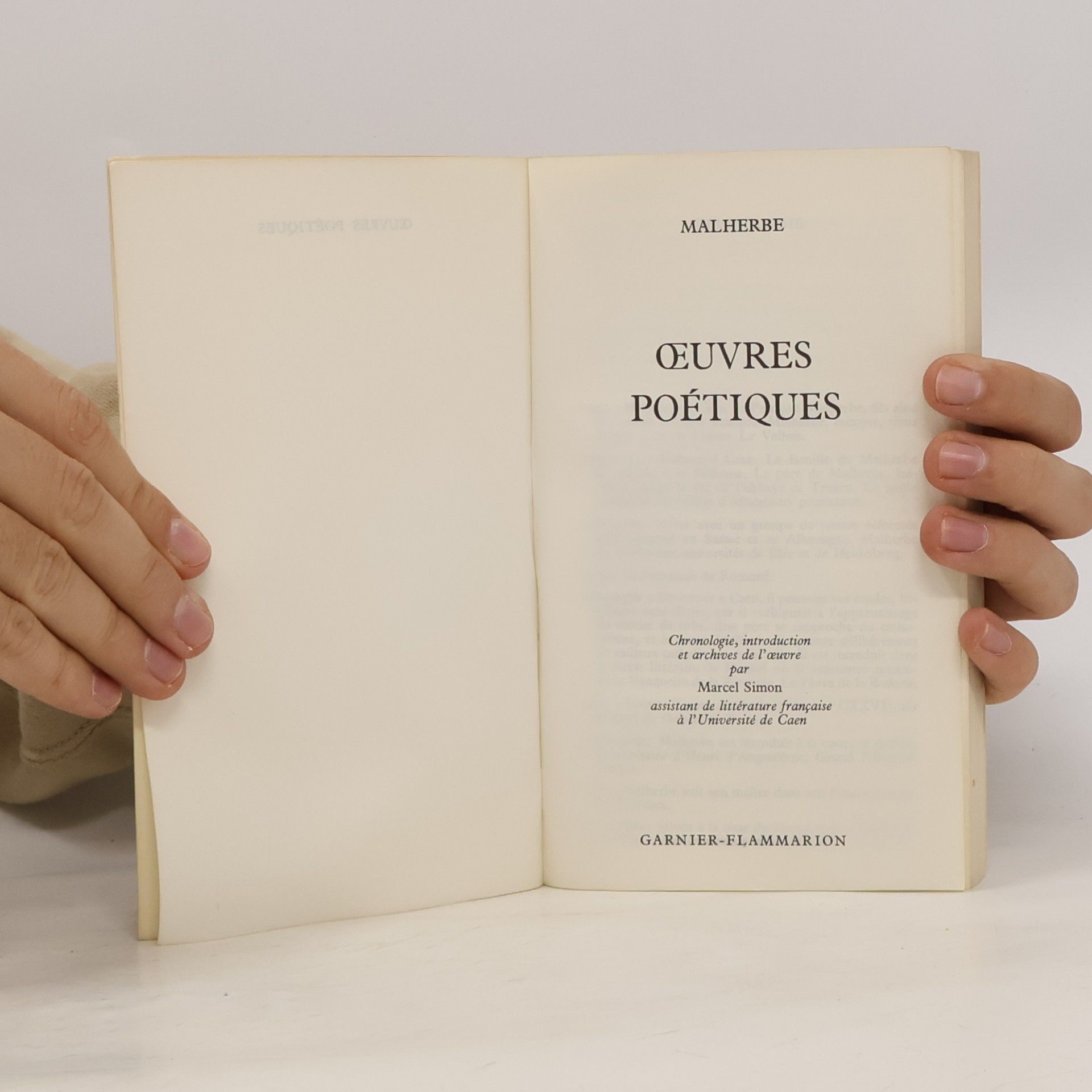 François de Malherbe Oeuvres poétiques