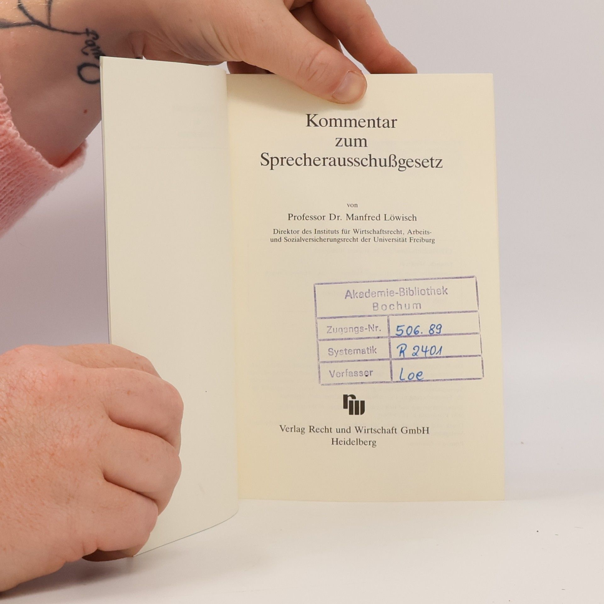 Manfred Löwisch Kommentar zum Sprecherausschussgesetz