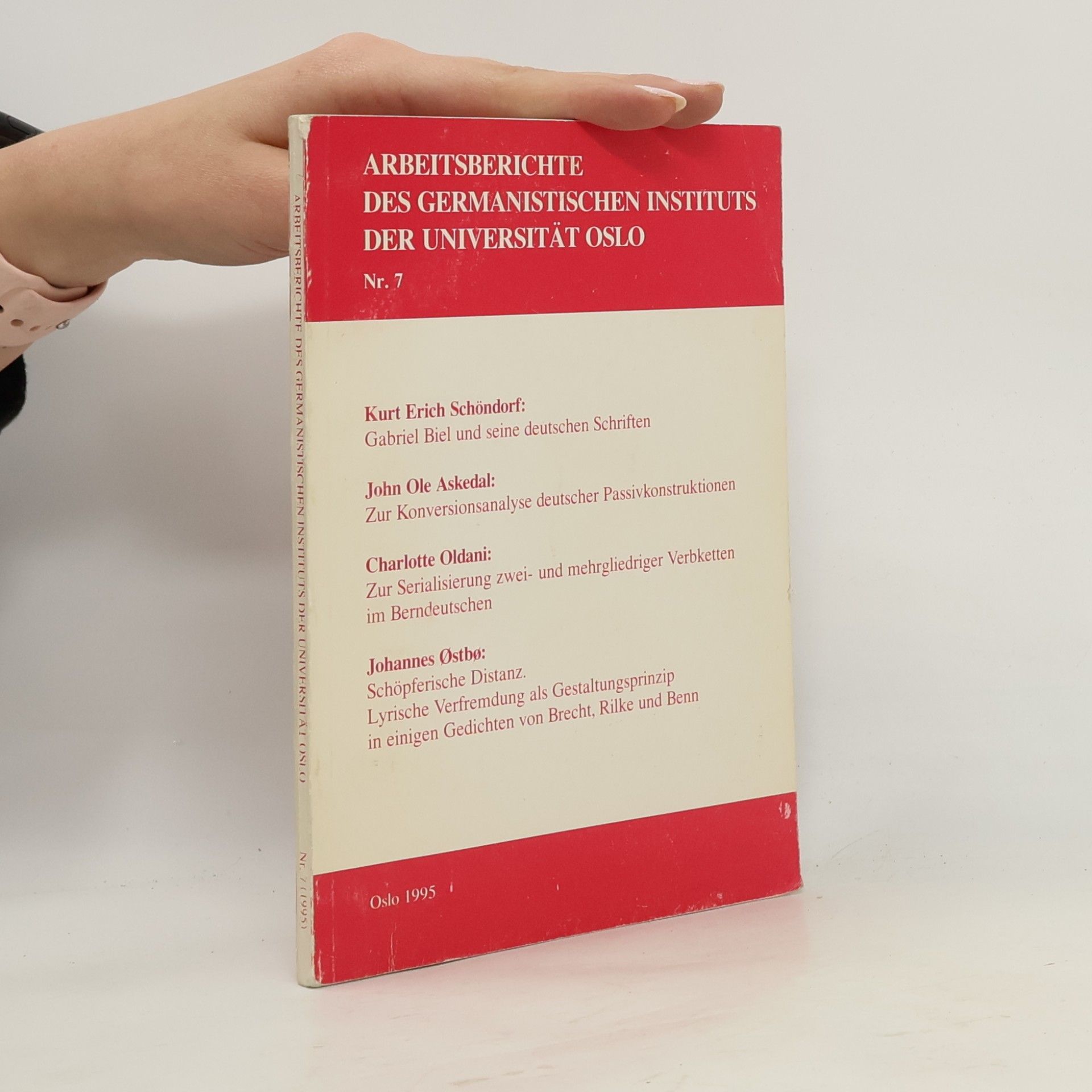 Kurt Erich Schöndorf Arbeitsberichte des Germanistischen Instituts der Universität Oslo Nr. 7