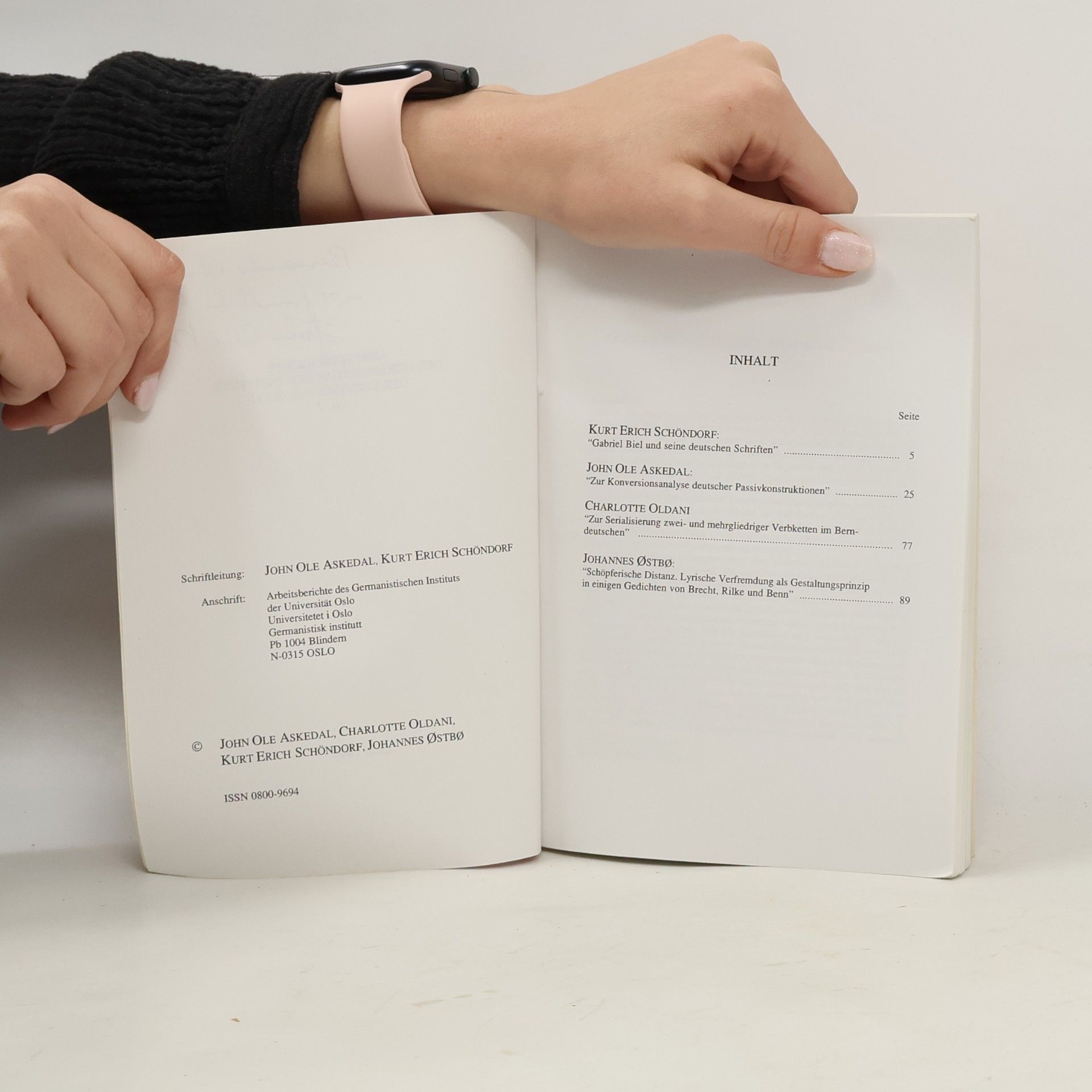 Kurt Erich Schöndorf Arbeitsberichte des Germanistischen Instituts der Universität Oslo Nr. 7