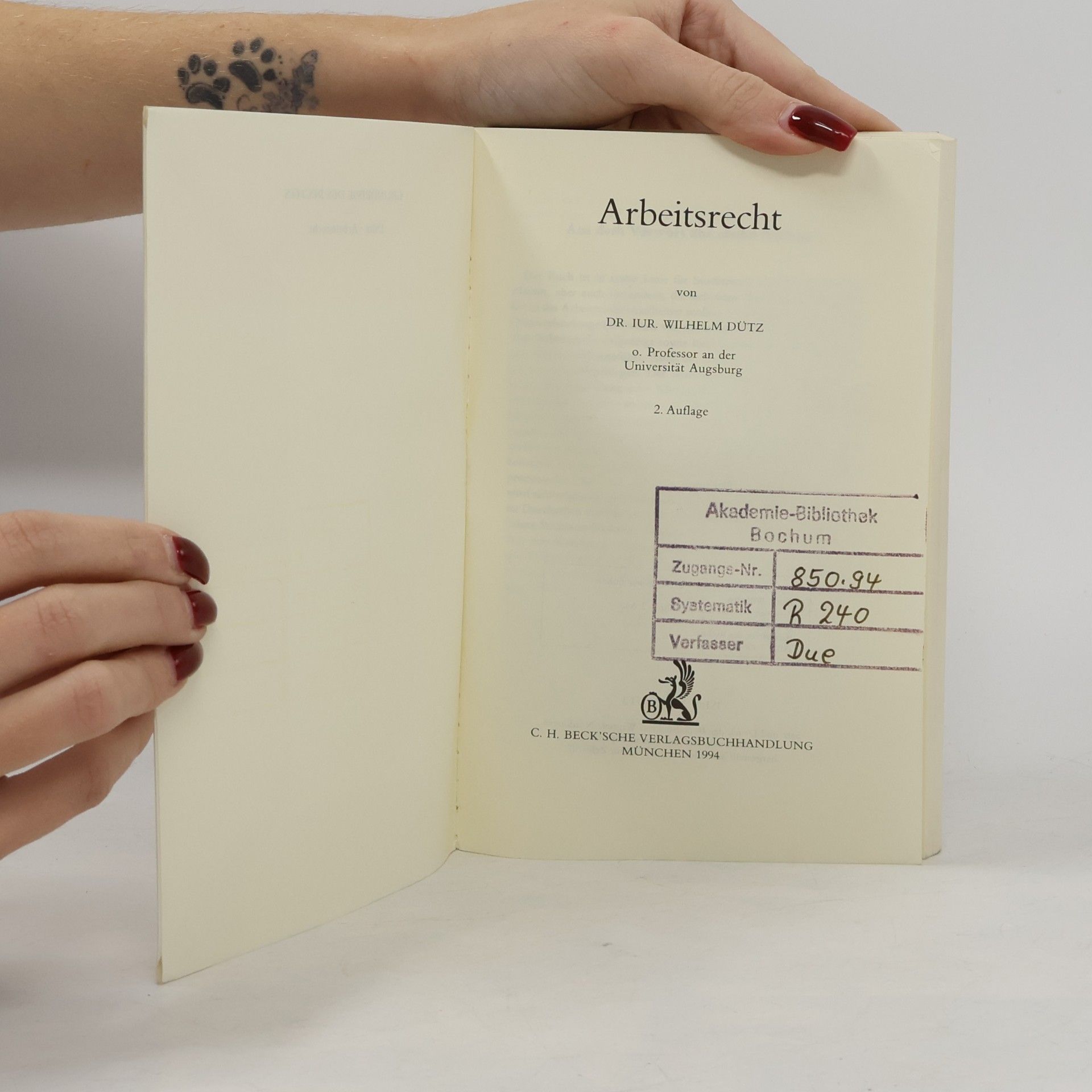 Wilhelm Dütz Arbeitsrecht