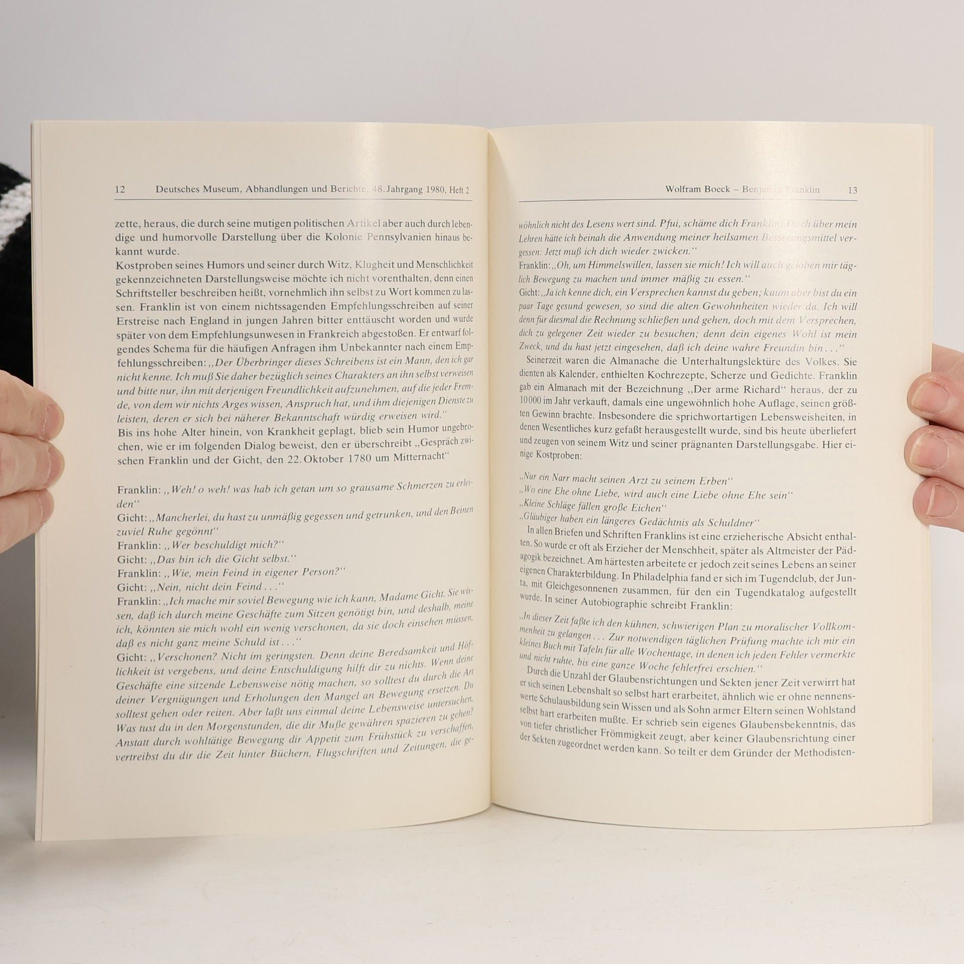 Wolfram Boeck Deutsches Museum Abhandlungen und Berichte: Benjamin Franklin als Staatsmann, Schriftsteller und Physiker