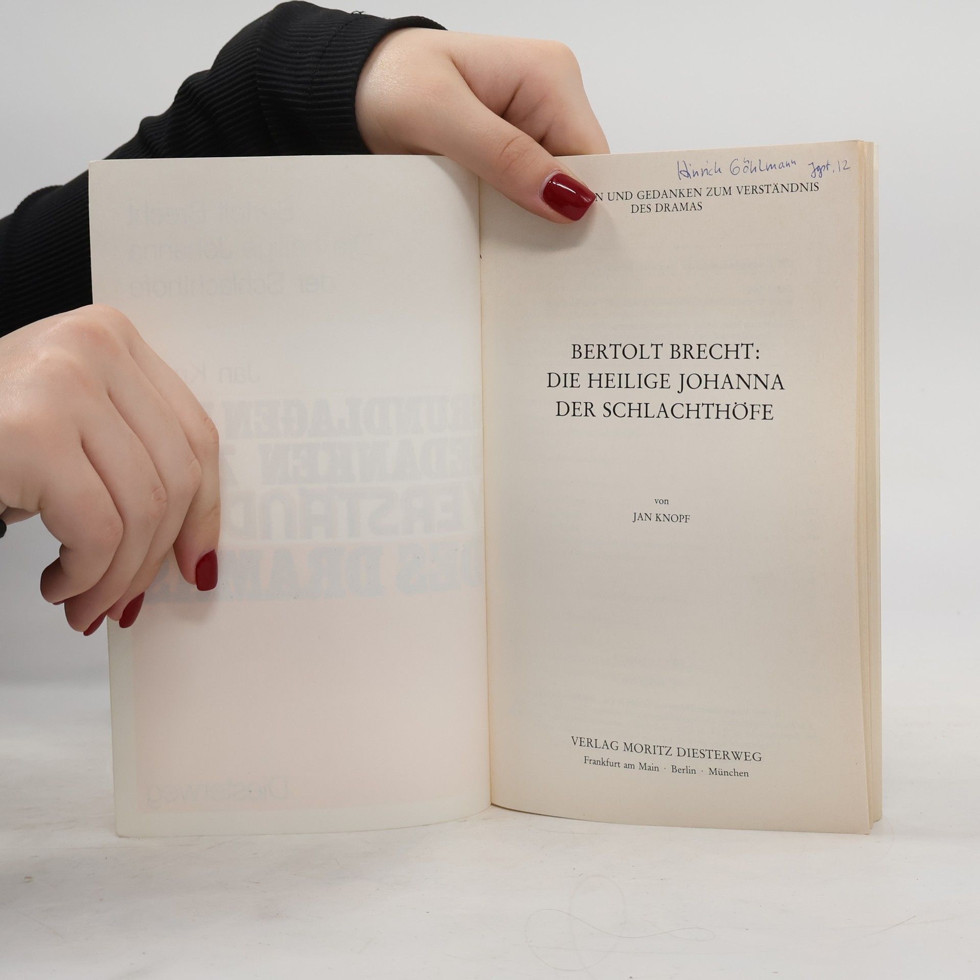Jan Knopf Bertolt Brecht: Die heilige Johanna der Schlachthöfe