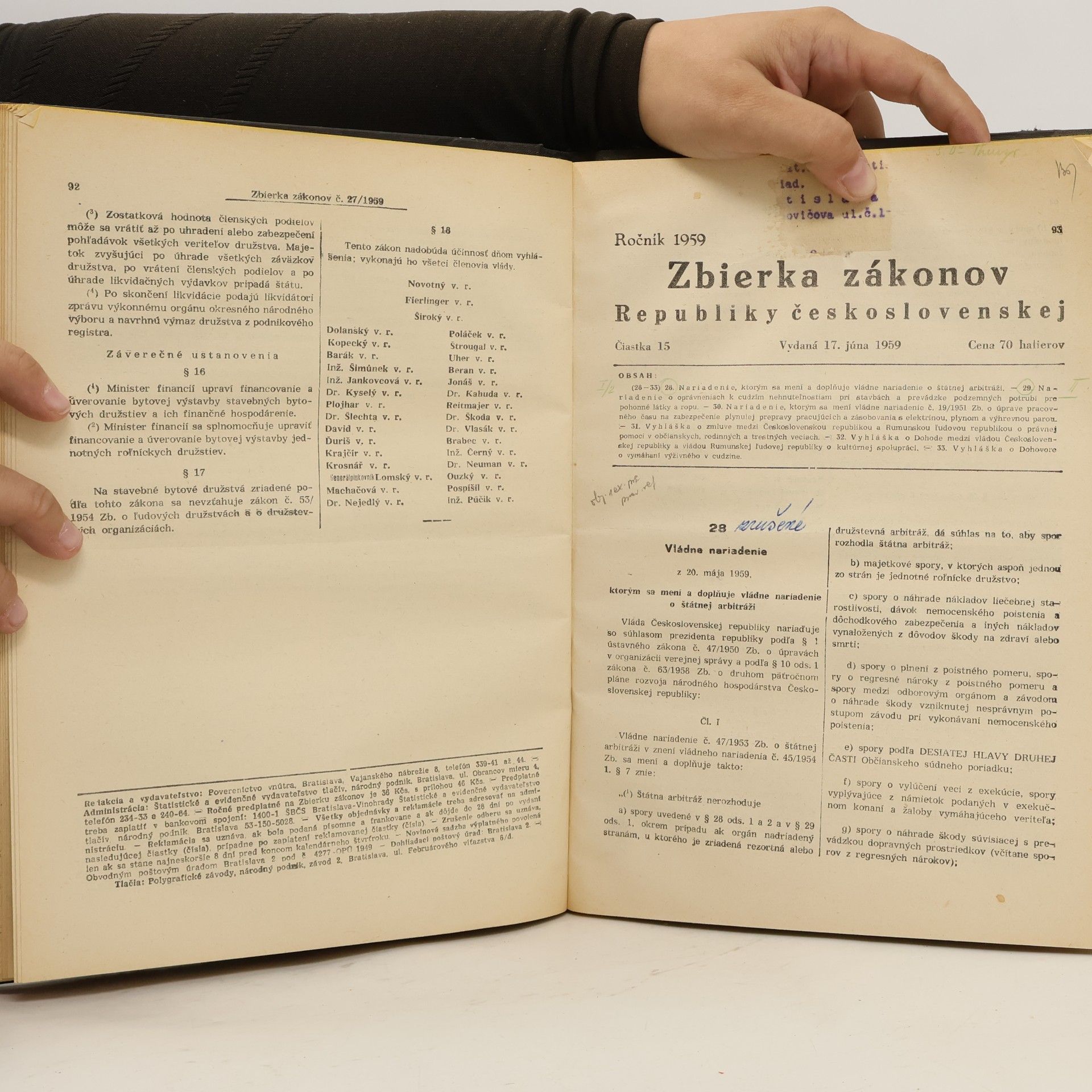 kolektiv Zbierka zákonov 1959
