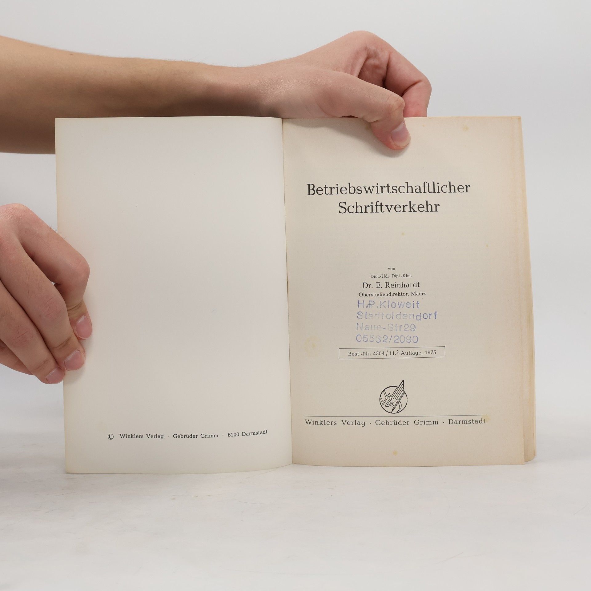 Egon Reinhardt Betriebswirtschaftlicher Schriftverkehr