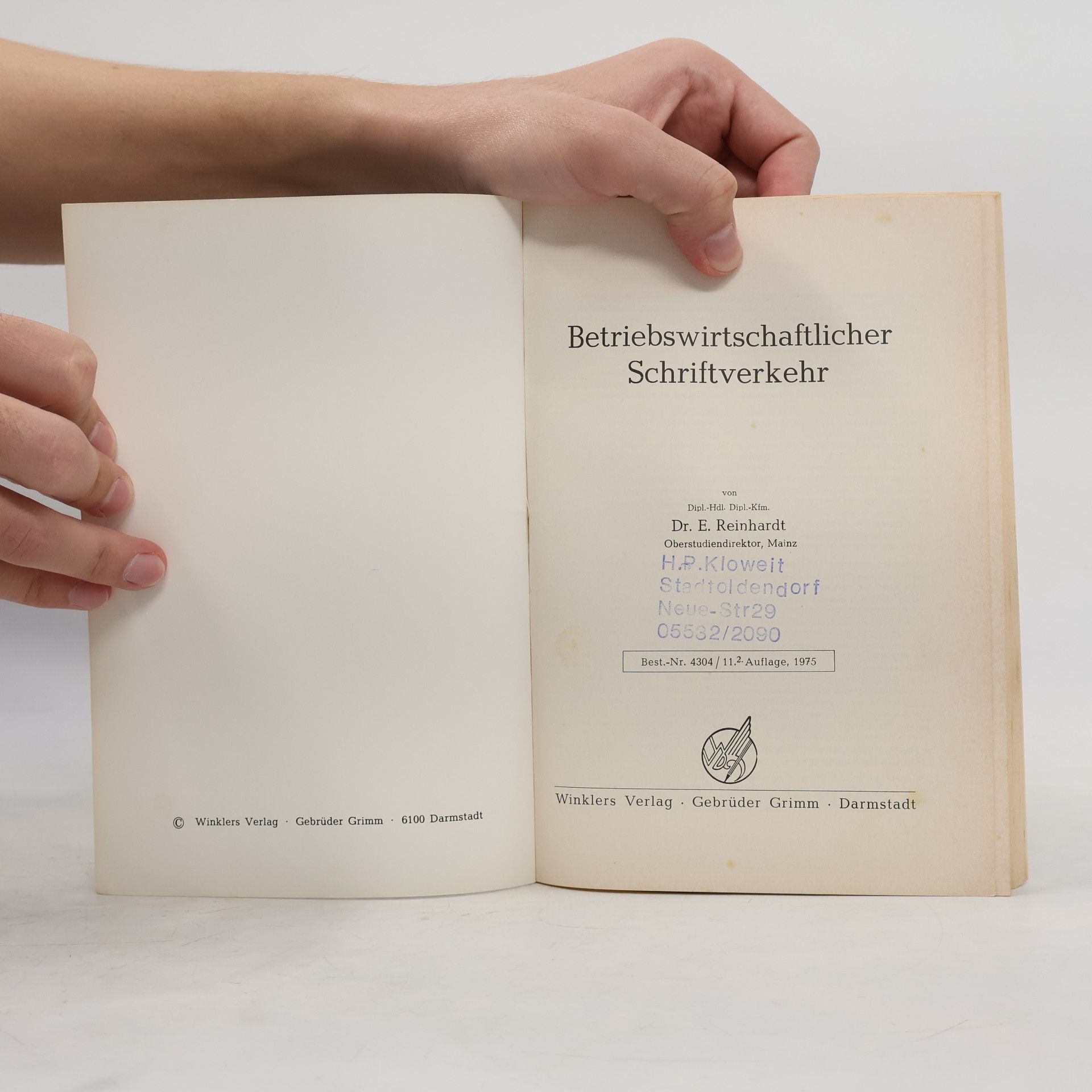 Egon Reinhardt Betriebswirtschaftlicher Schriftverkehr