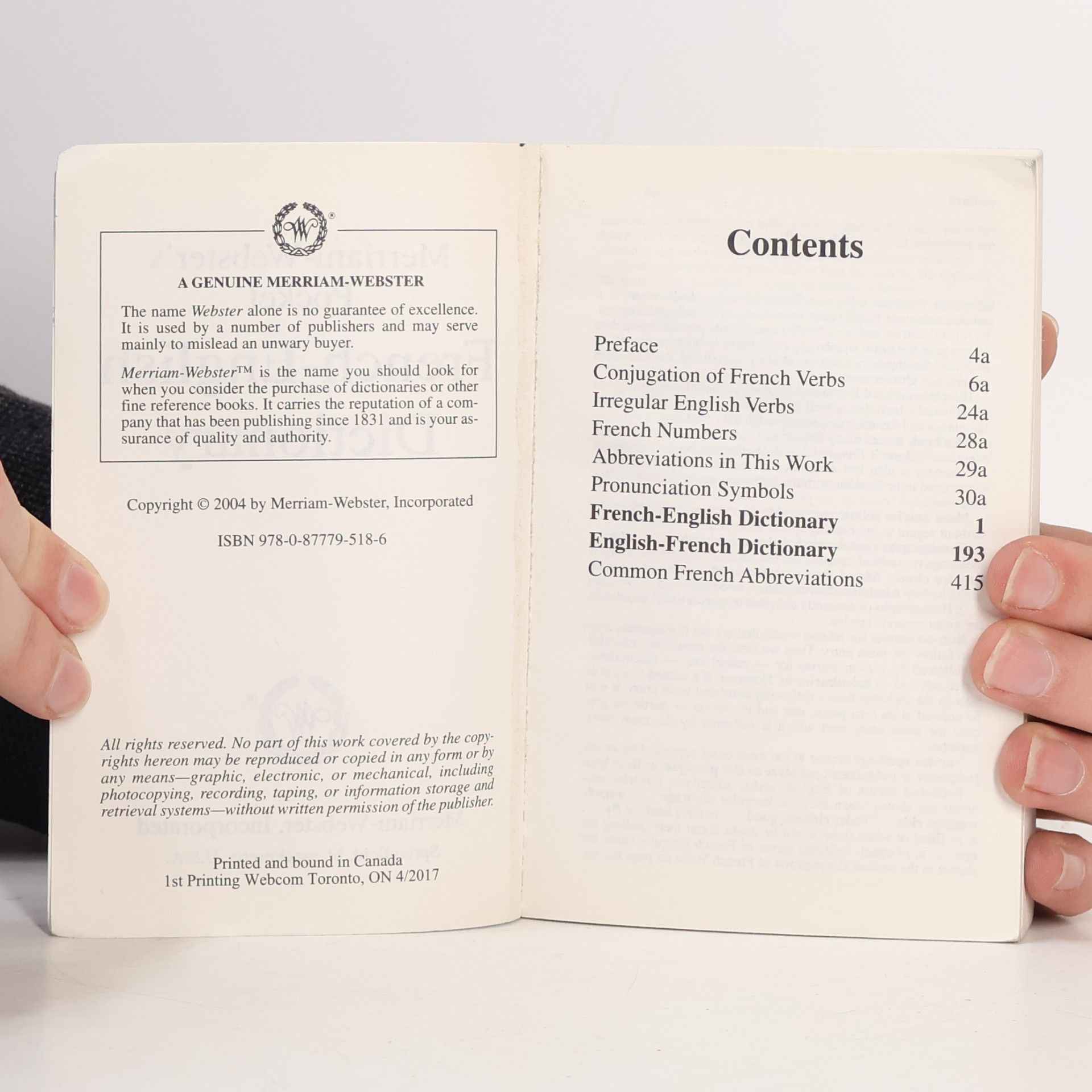 Pocket Reference Library: Merriam Webster Pocket French-English Dictionary