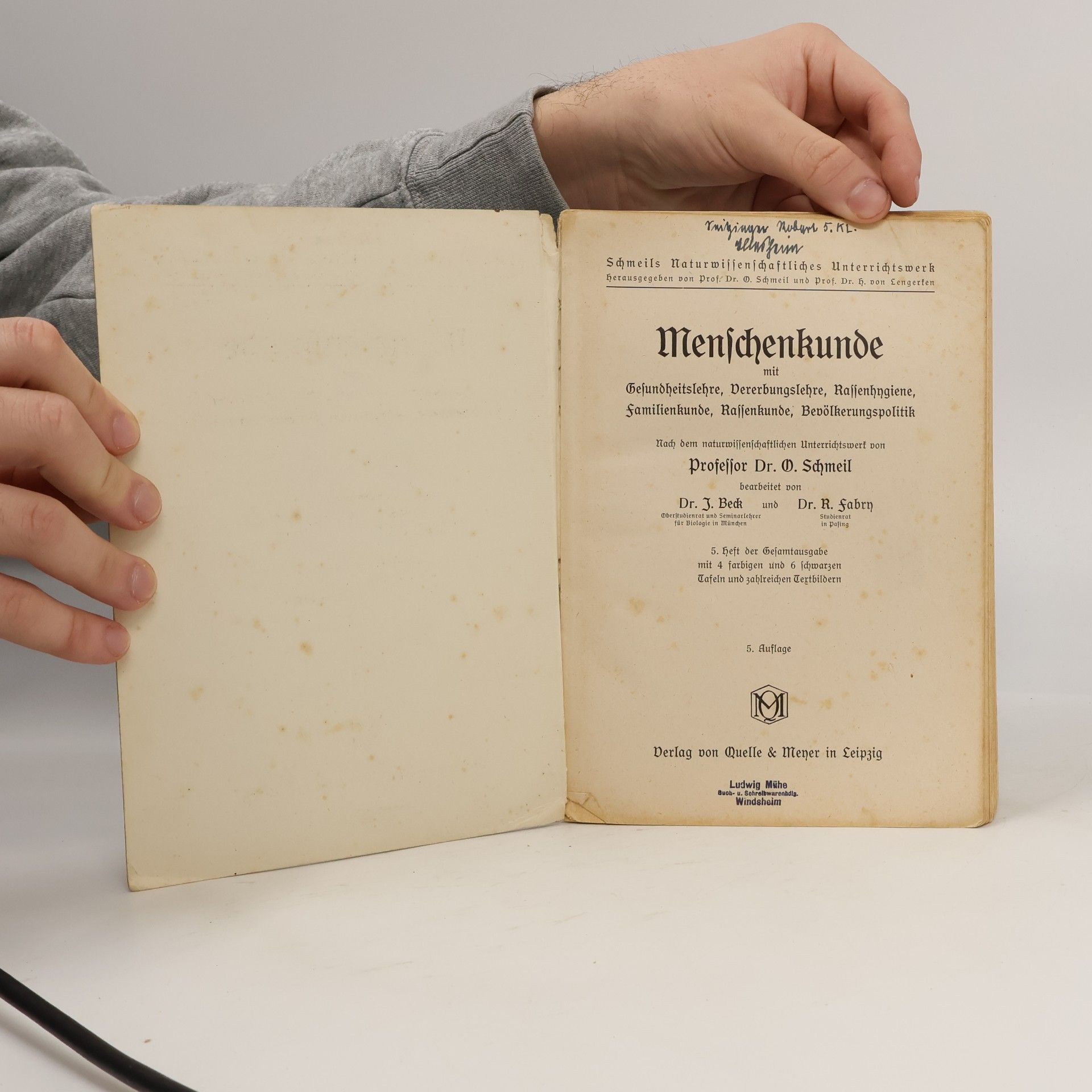 Otto Schmeil Menschenkunde und Gesundheitslehre