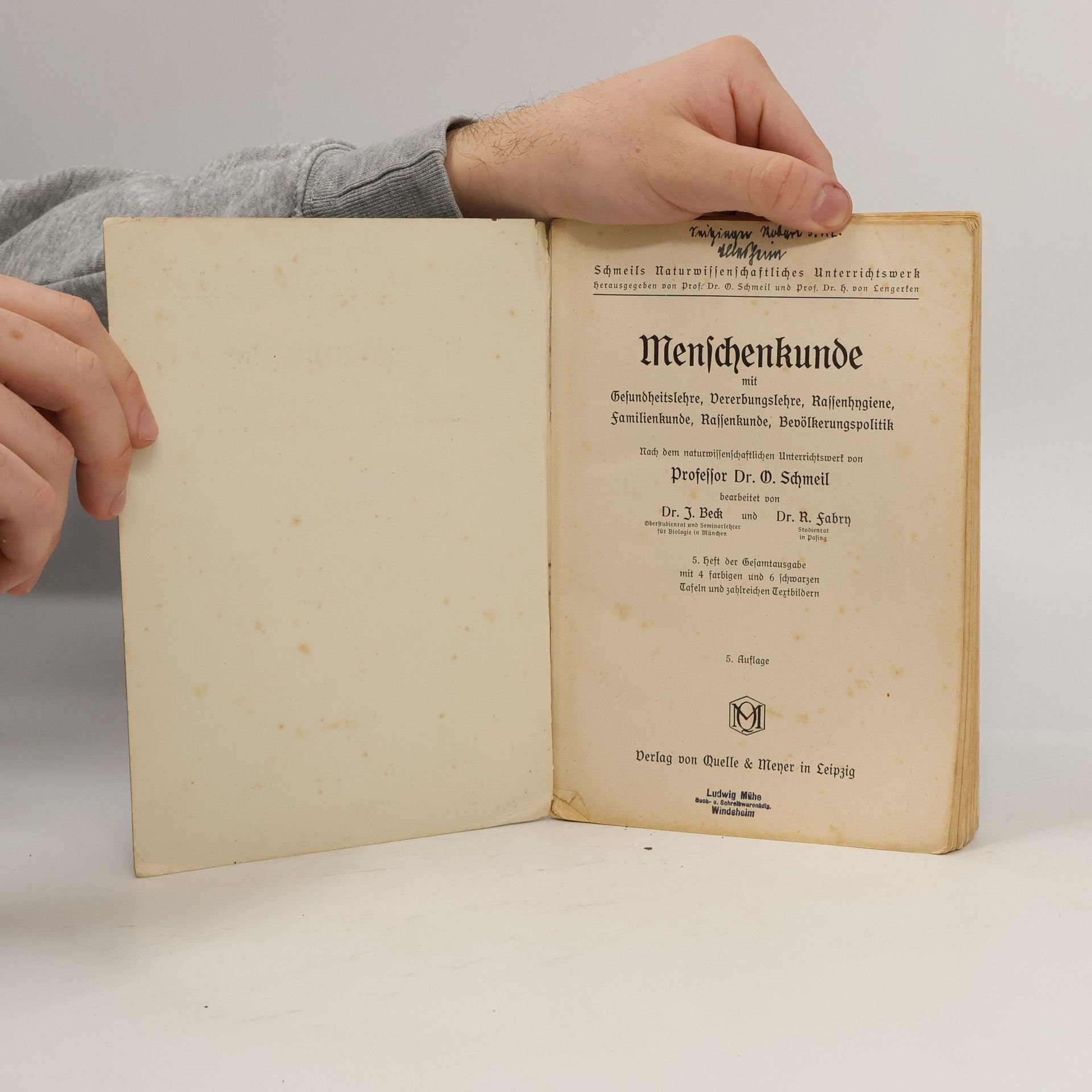 Otto Schmeil Menschenkunde und Gesundheitslehre