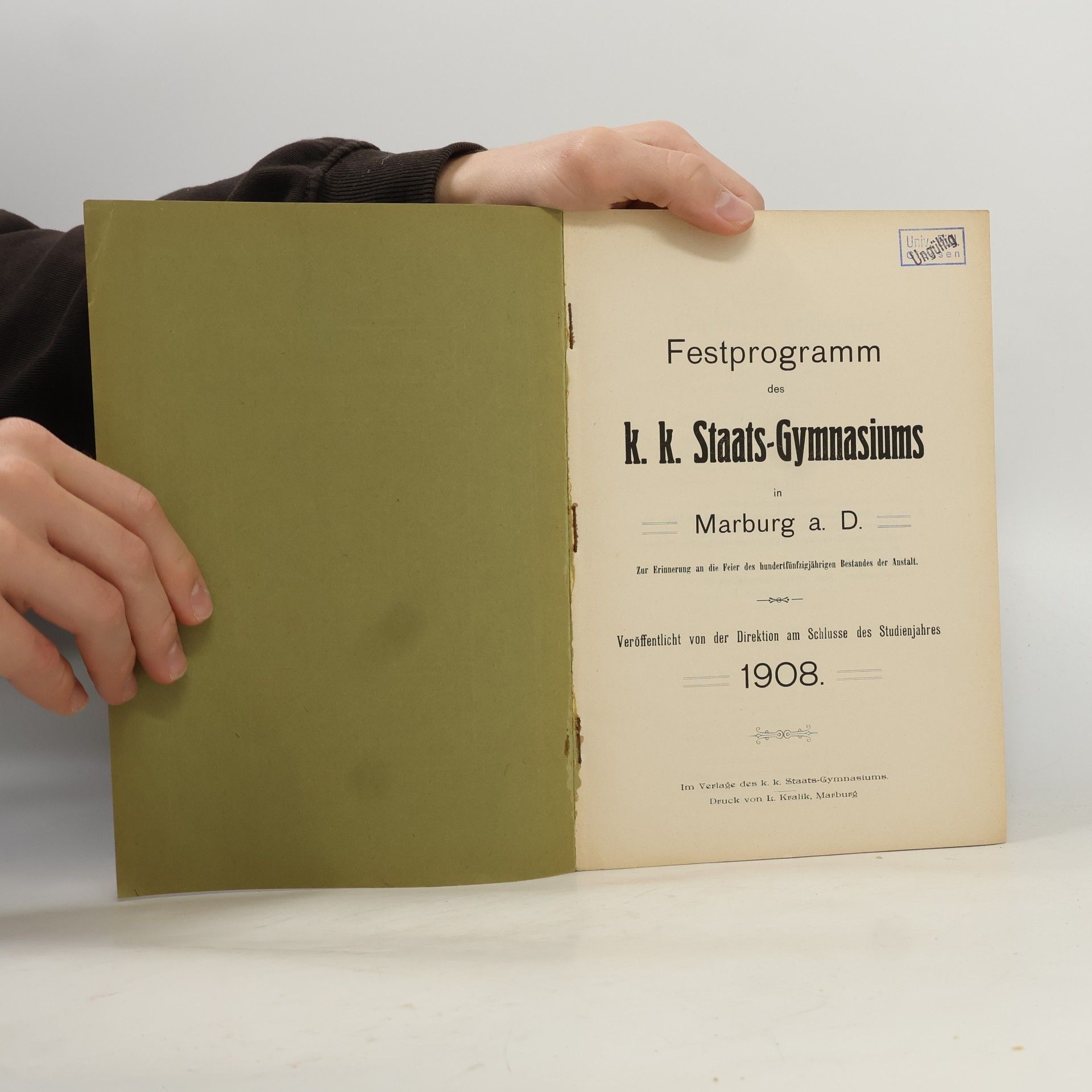 AA.VV. Festprogramm des K. K. Staats-gymnasiums in Marburg a. D.