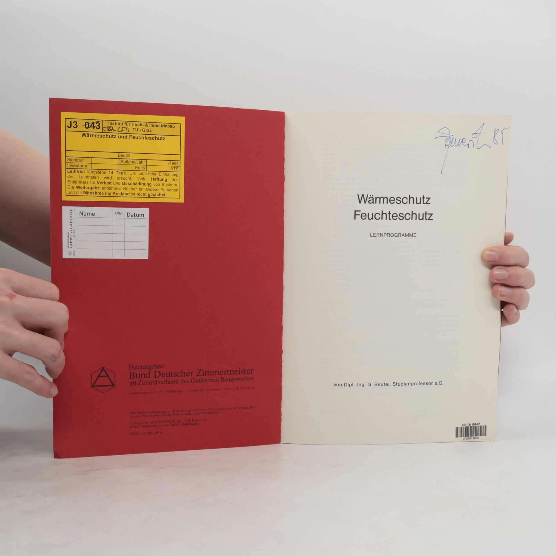 Günther Beutel Wärme- und Feuchteschutz. Wärmeschutz - Feuchteschutz. Lernprogramme.