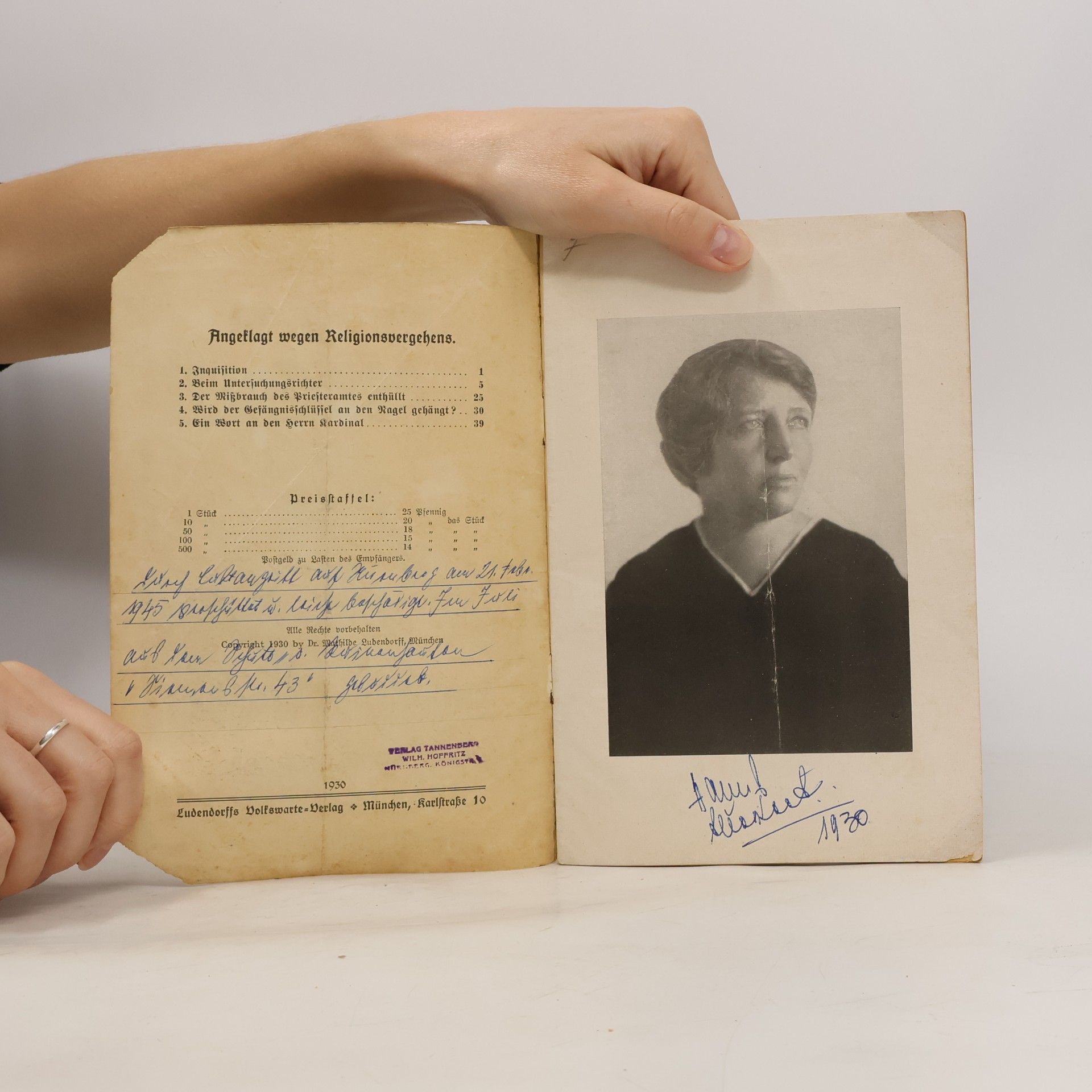 Dr. Mathilde Ludendorff Angeklagt wegen Religionsvergehens