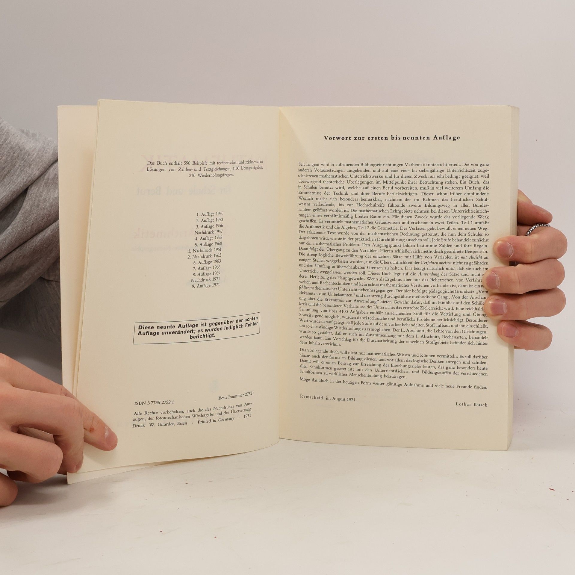Lothar Kusch Mathematik Für Schule Und Beruf. Teil 1 Arithmetik
