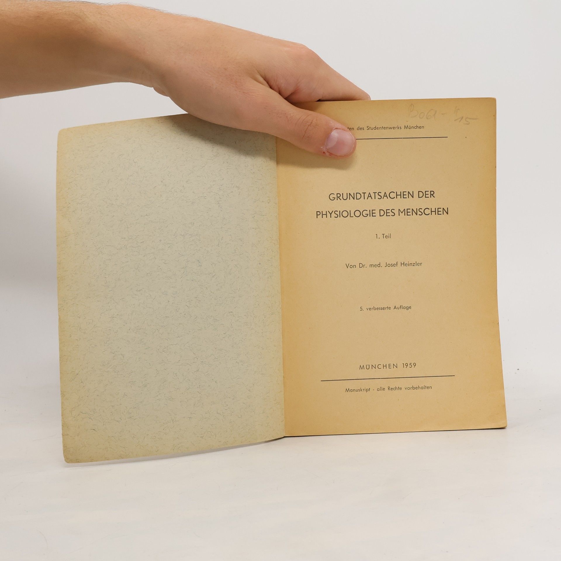 Josef Heinzler Psysiologie des Menschen I