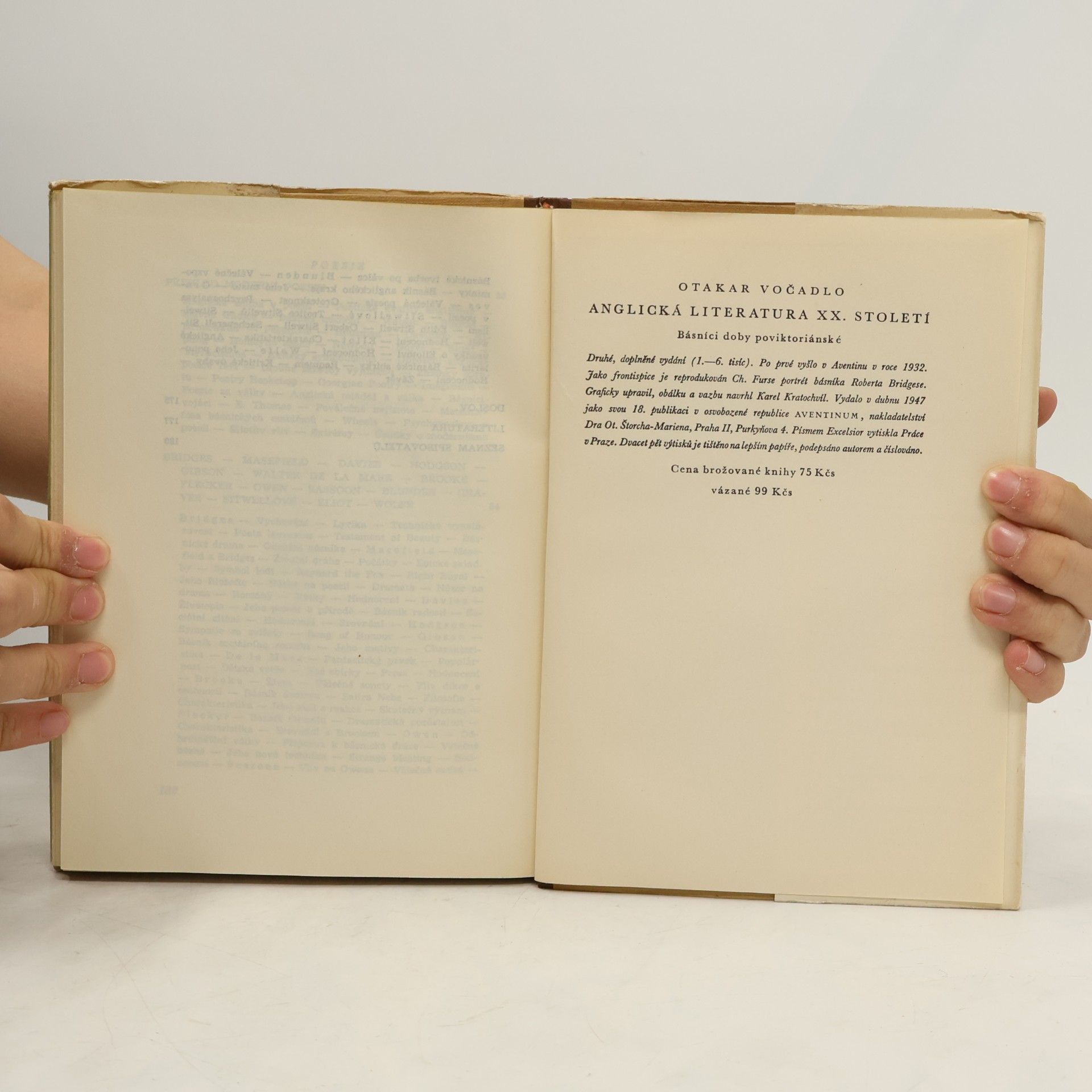 Otakar Vočadlo Anglická literatura XX. století - Básníci doby poviktoriánské