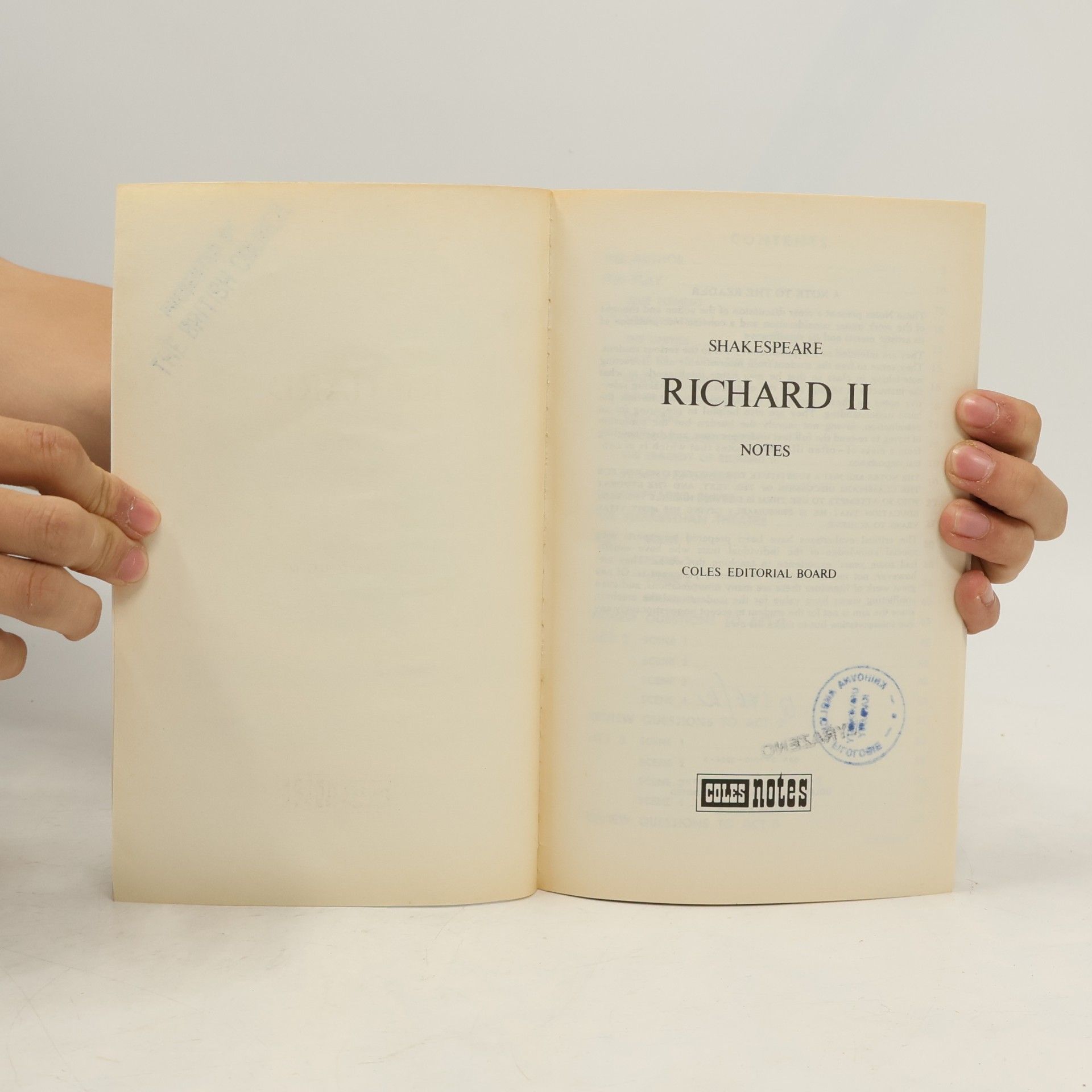 William Shakespeare Richard II. Notes