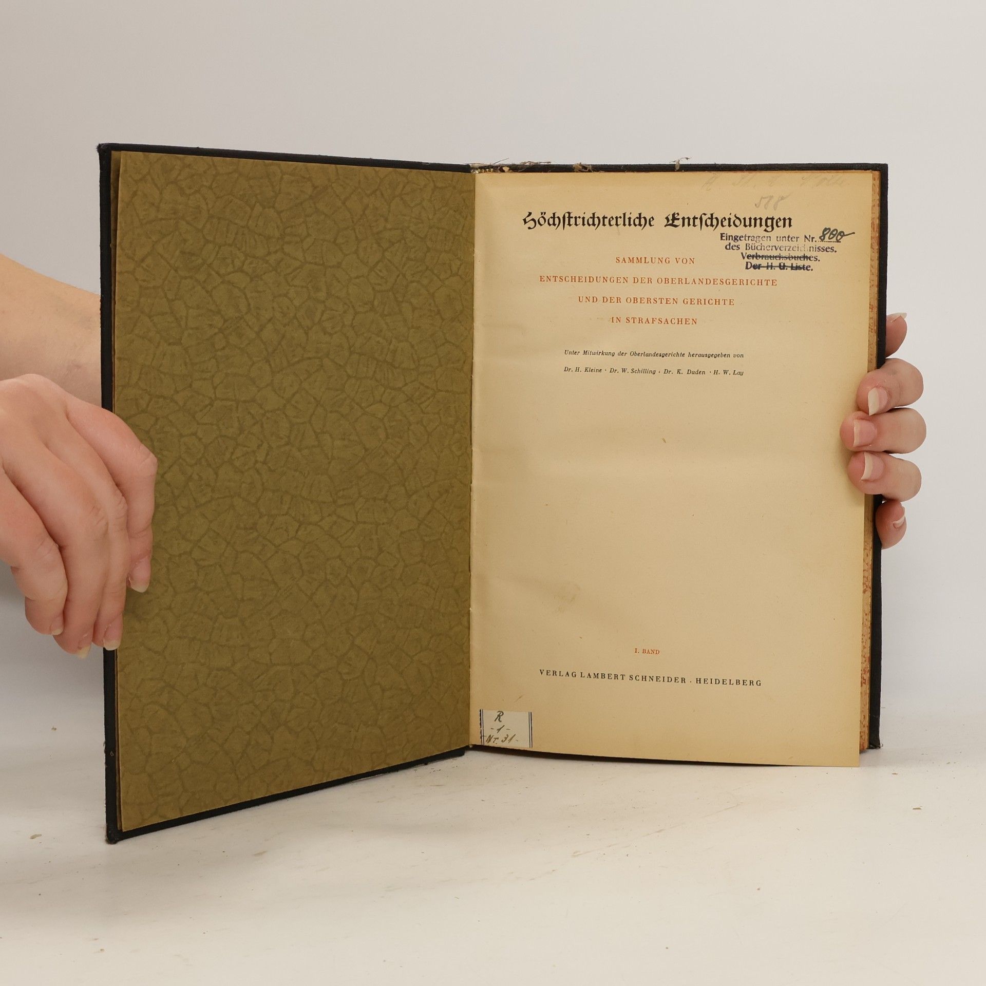 Autorenkollektiv Sammlung von Entscheidungen der Oberlandesgerichte und der Obersten Gerichte in Strafsachen I.