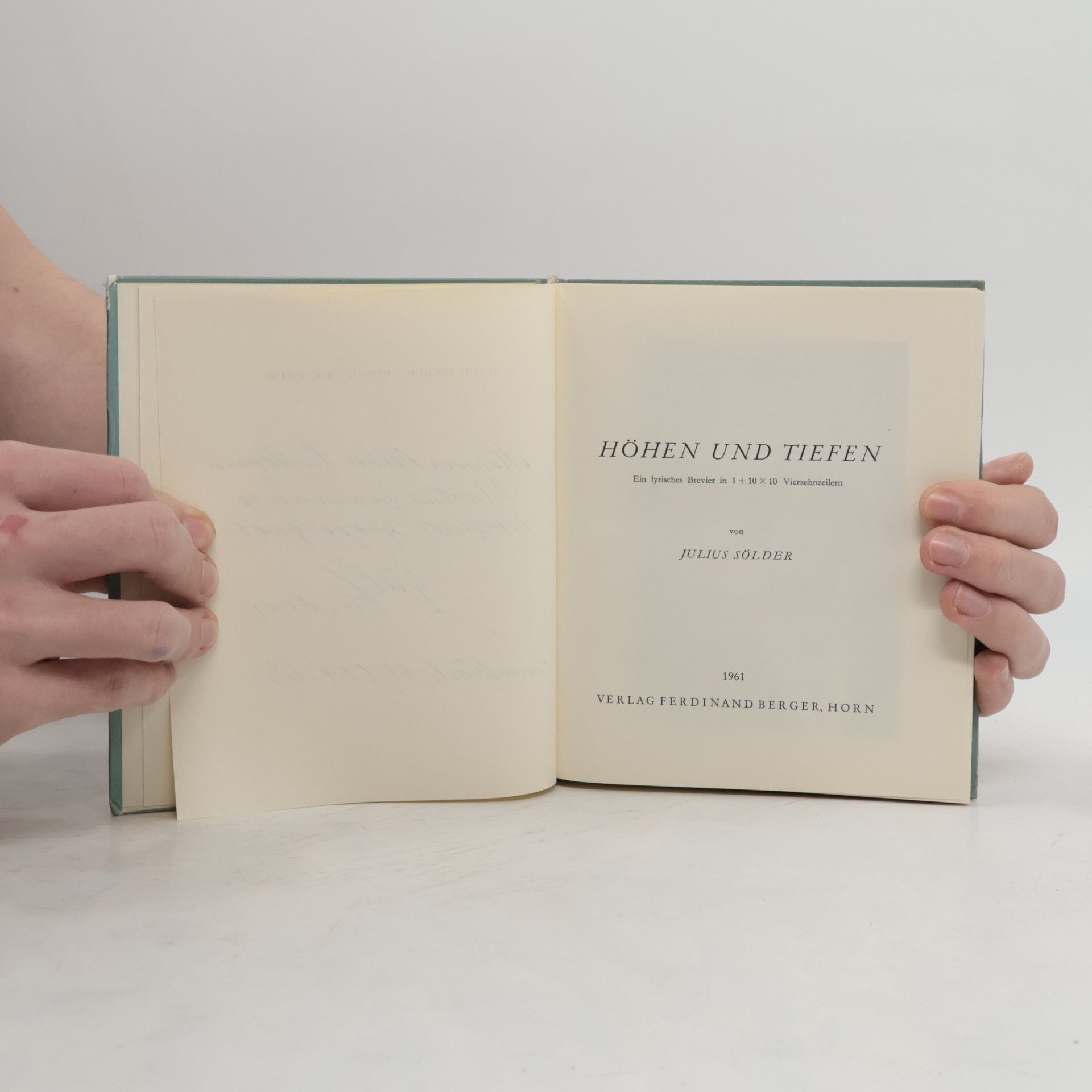 Julius Sölder Höhen Und Tiefen 1 + 10 X 10 Vierzehnzeiler