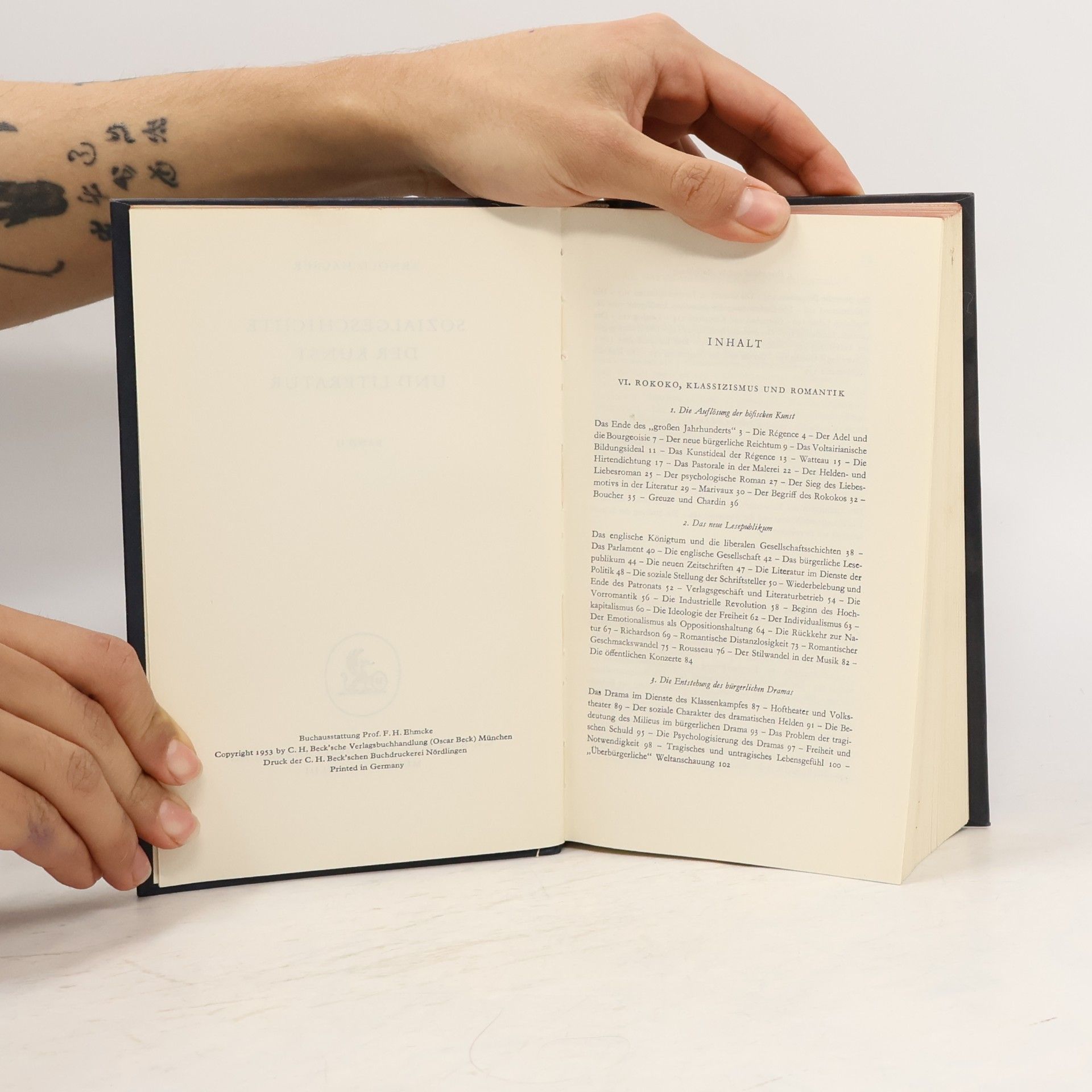 Arnold Hauser Sozialgeschichte der Kunst und Literatur II.