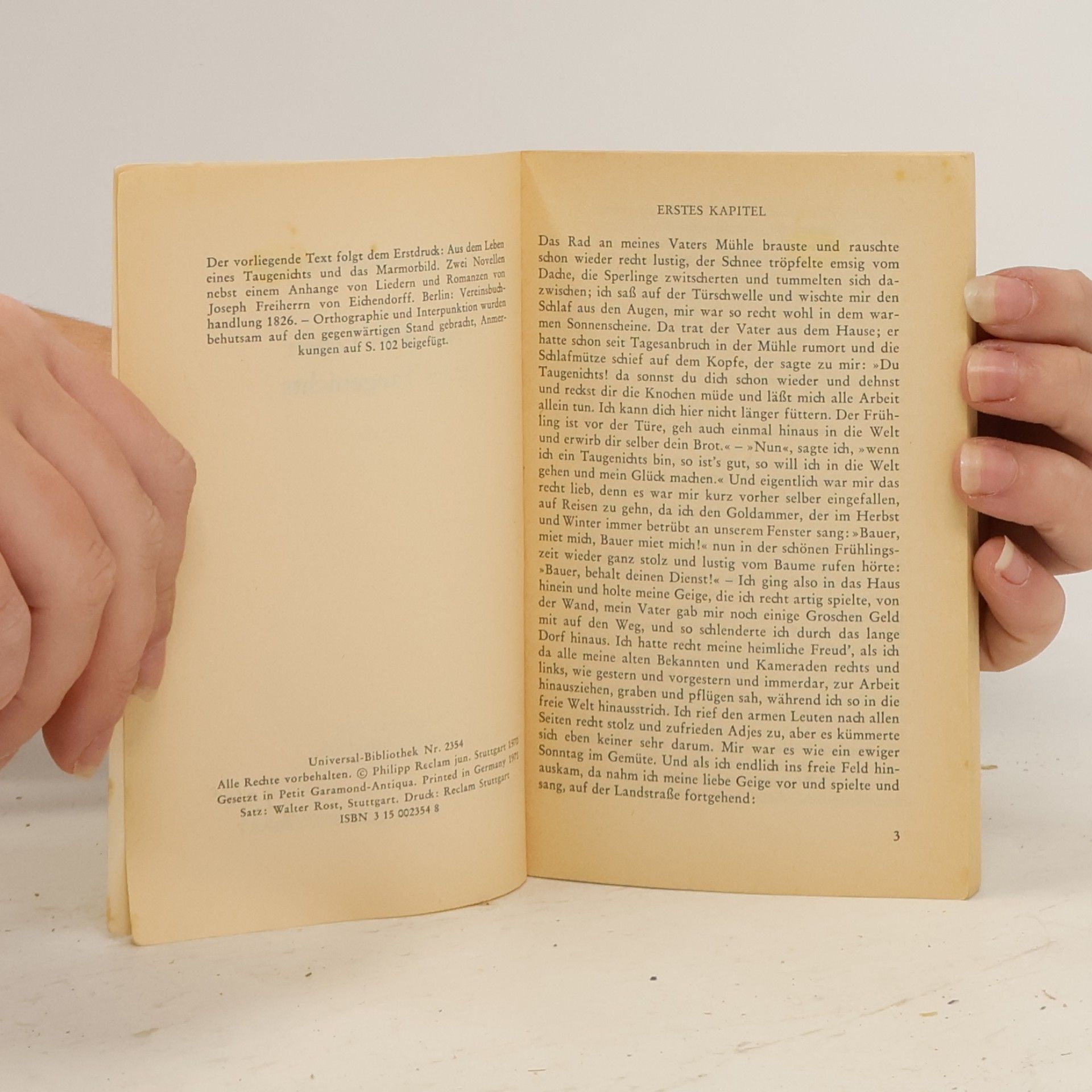 Joseph Freiherrn von Eichendorff Aus dem Leben eines Taugenichts
