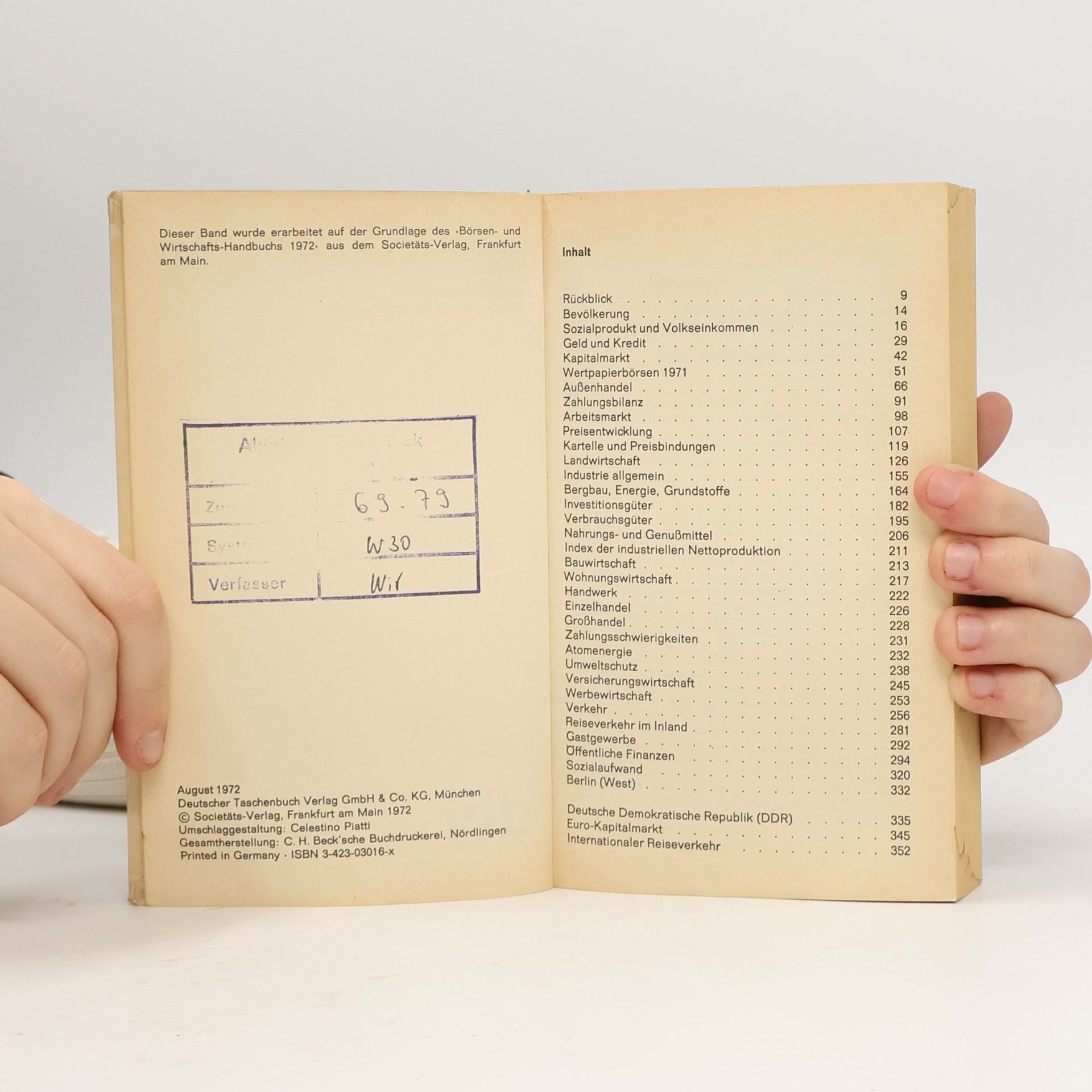 Celestino Piatti Die Wirtschaft 1972