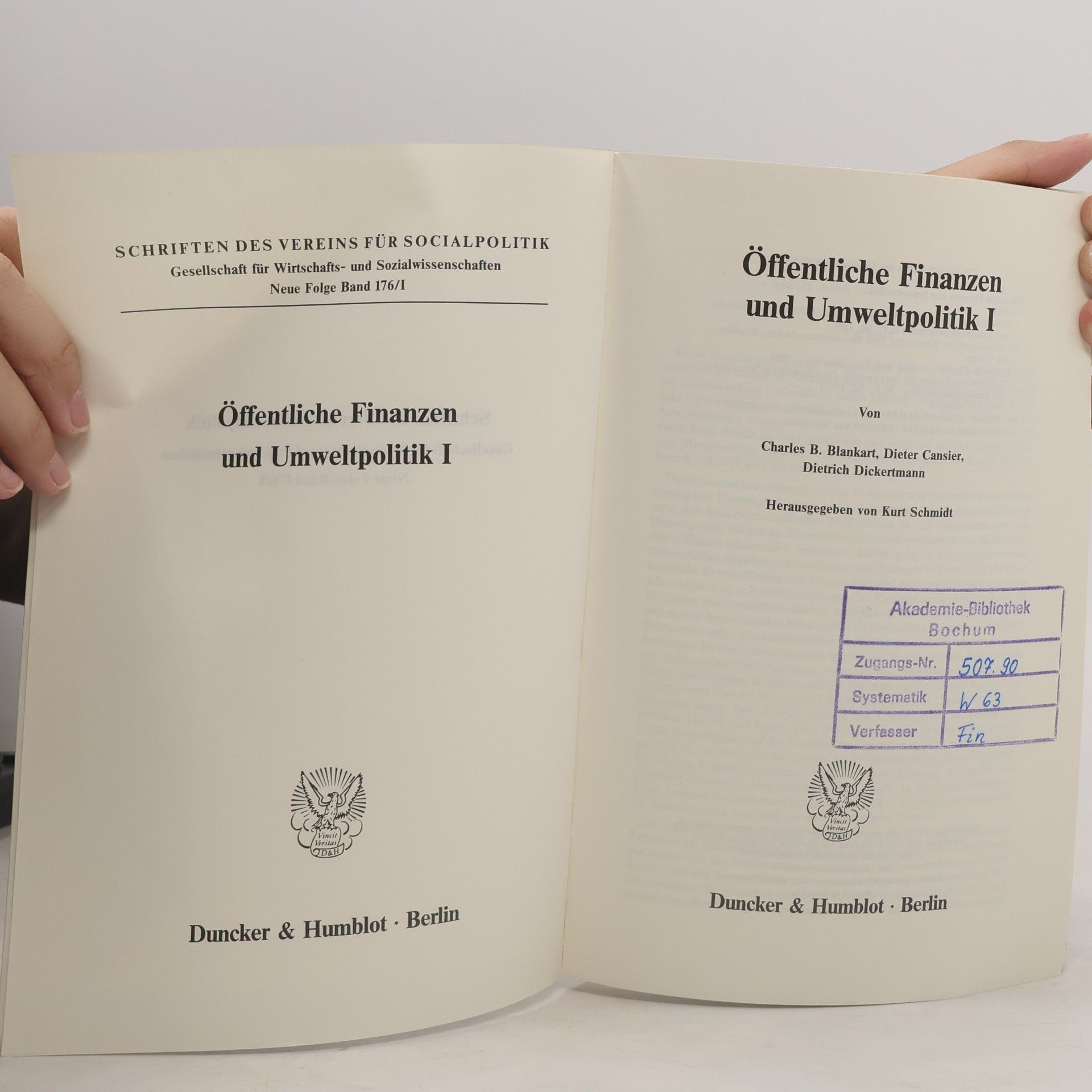 Charles B. Blankart Öffentliche Finanzen und Umweltpolitik I
