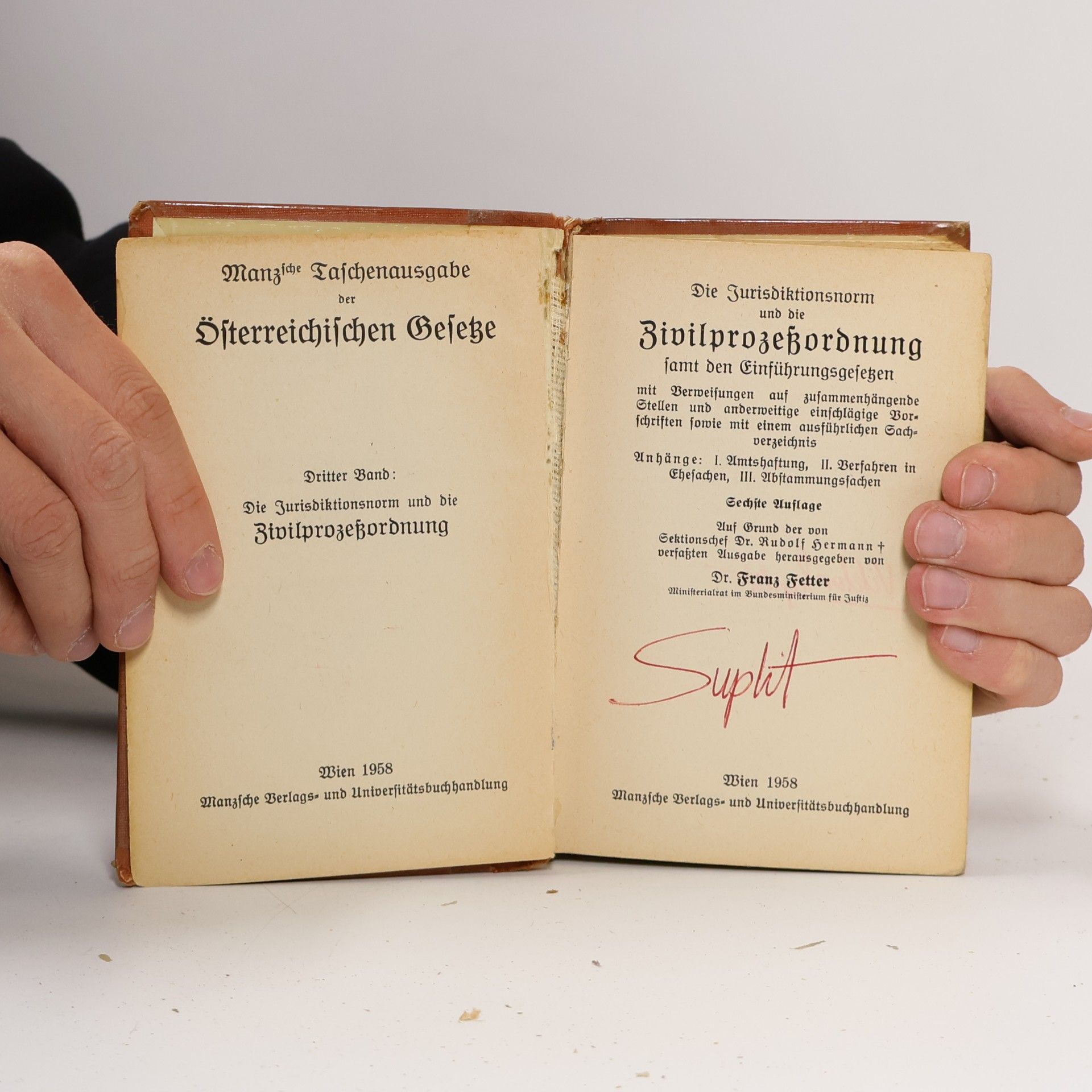 Rudolf Hermann Manzsche Taschenausgabe der Österreichischen Gesetze Dritter Band: Die Jurisdiktionsnorm und die Zivilprozeßordnung samt den Einführungsgesetzen