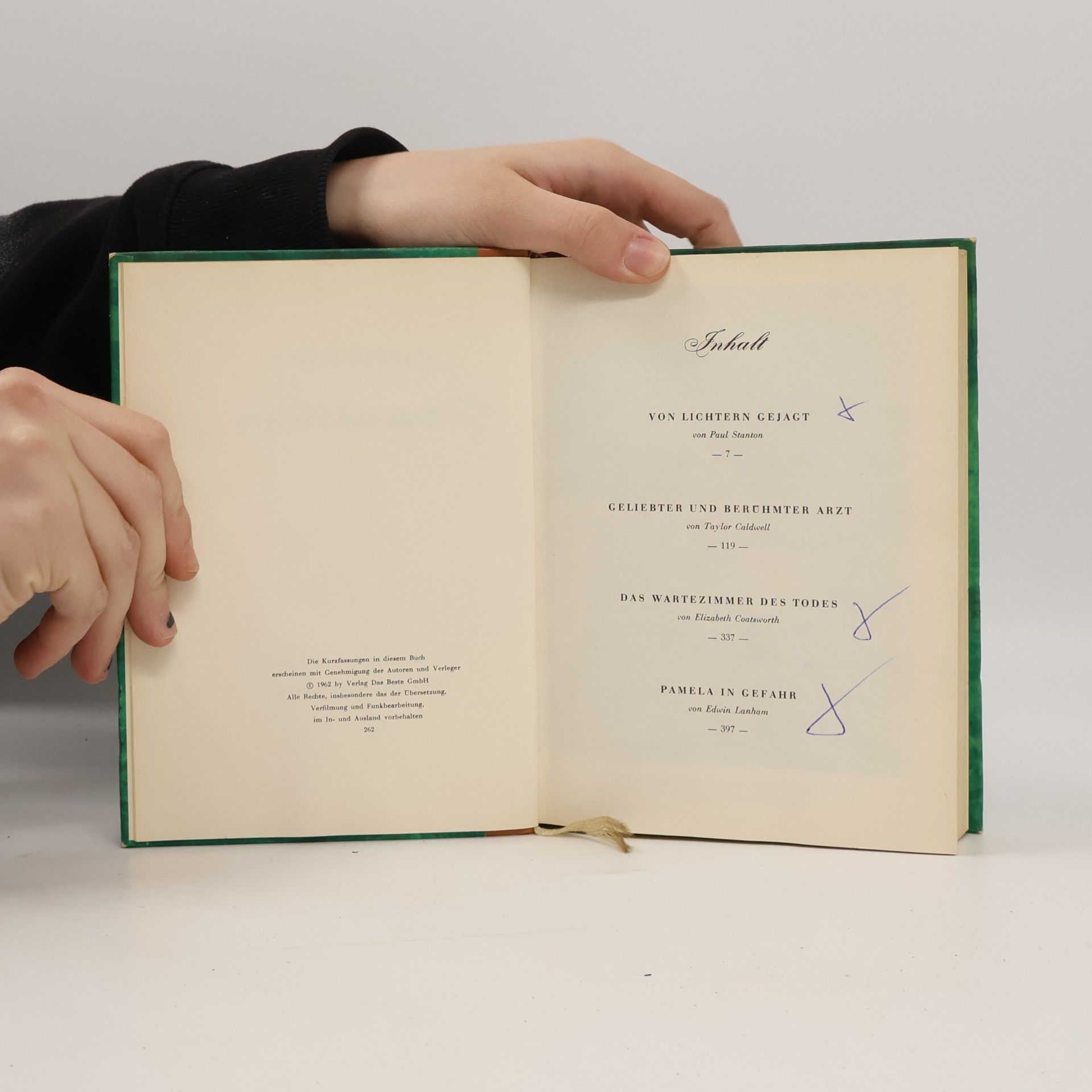 Taylor Caldwell Reader's Digest Auswahlbücher: Von Lichtern gejagt. Geliebter und Berühmter Arzt. Das Wartezimmer des Todes. Pamela in Gefahr