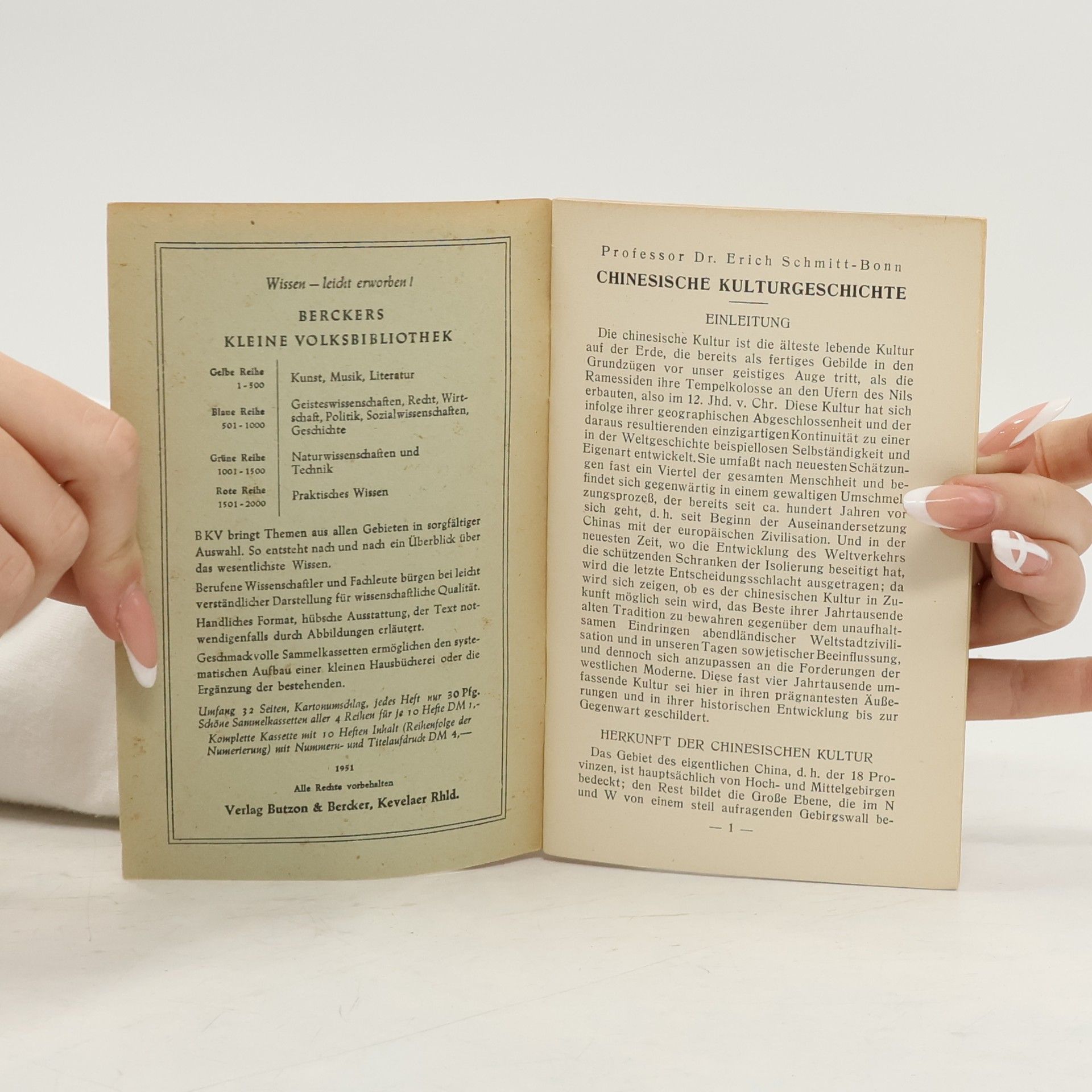 Erich Schmitt Kleine Chinesische Kulturgeschichte
