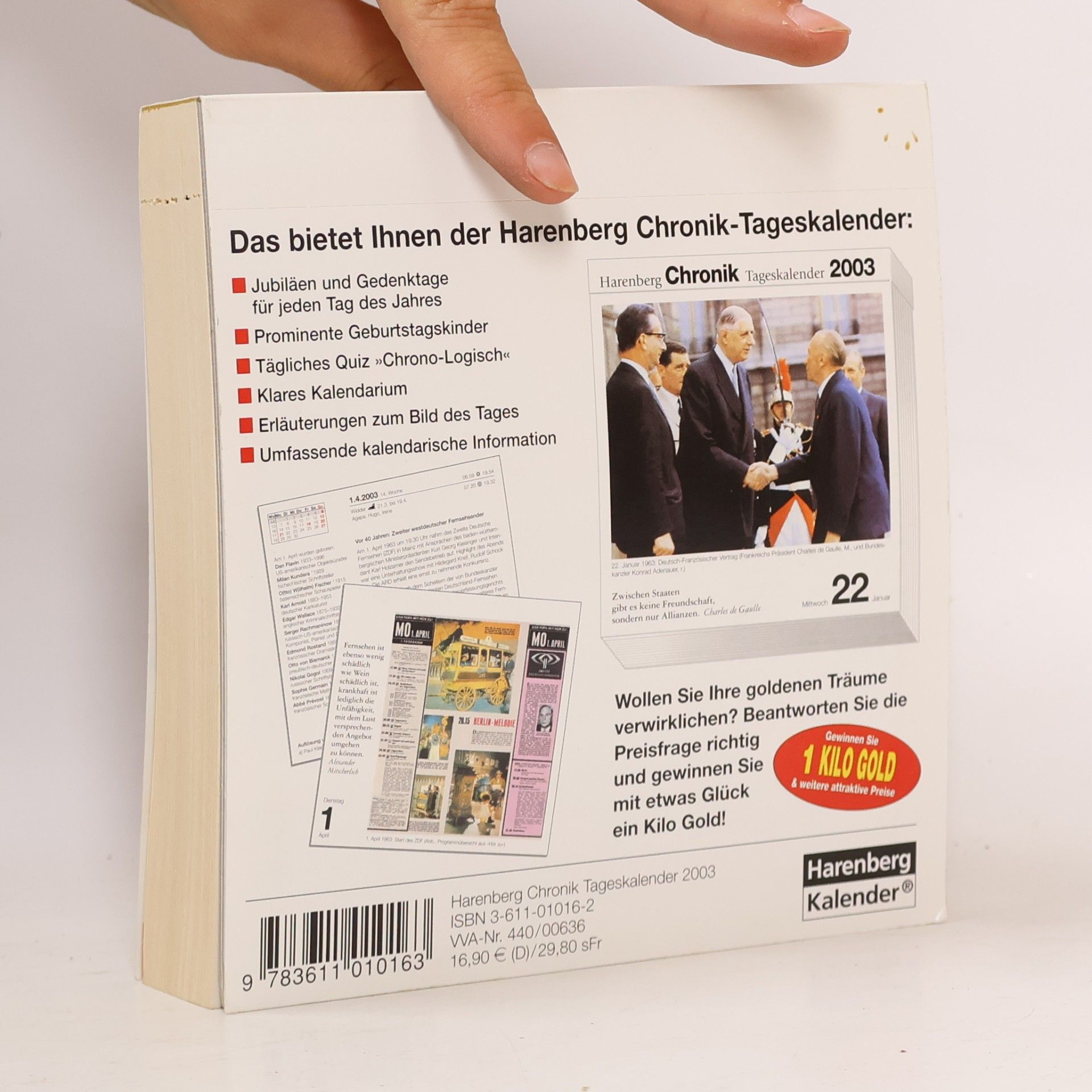 Harenberg Chronik Tageskalender 2003. Tag für Tag eine Reise in die Vergangenheit. Daten, Fakten Hintergründe.