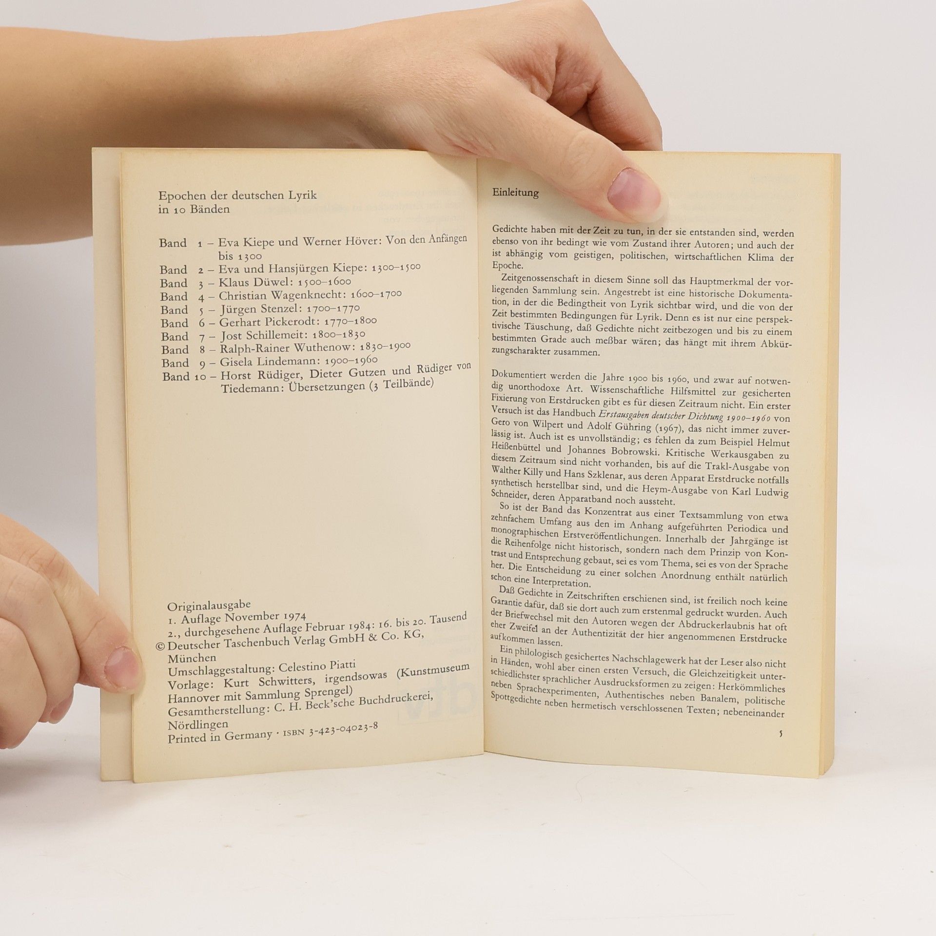 Walther Killy Epochen der deutschen Lyrik. Tl.9. Gedichte 1900-1960