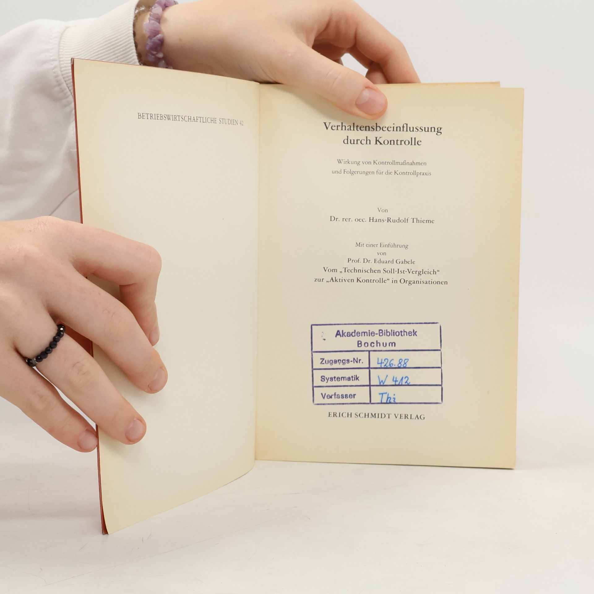 Hans-Rudolf Thieme Betriebswirtschaftliche Studien - 42: Verhaltensbeeinflussung durch Kontrolle