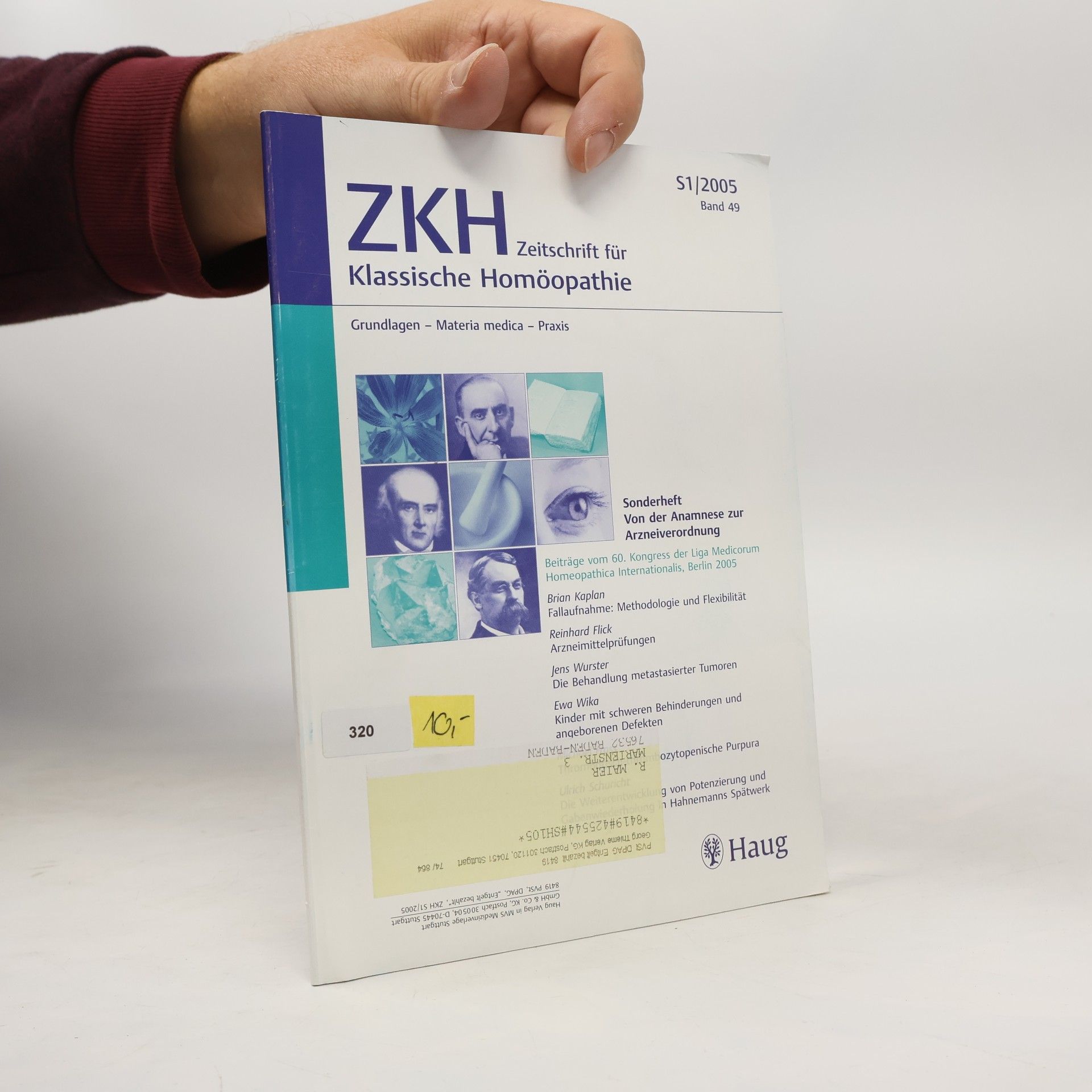 ZKH Zeitschrift für Klassische Homöopathie: Sonderheft Von der Anamnese zur Arzneiverordnung
