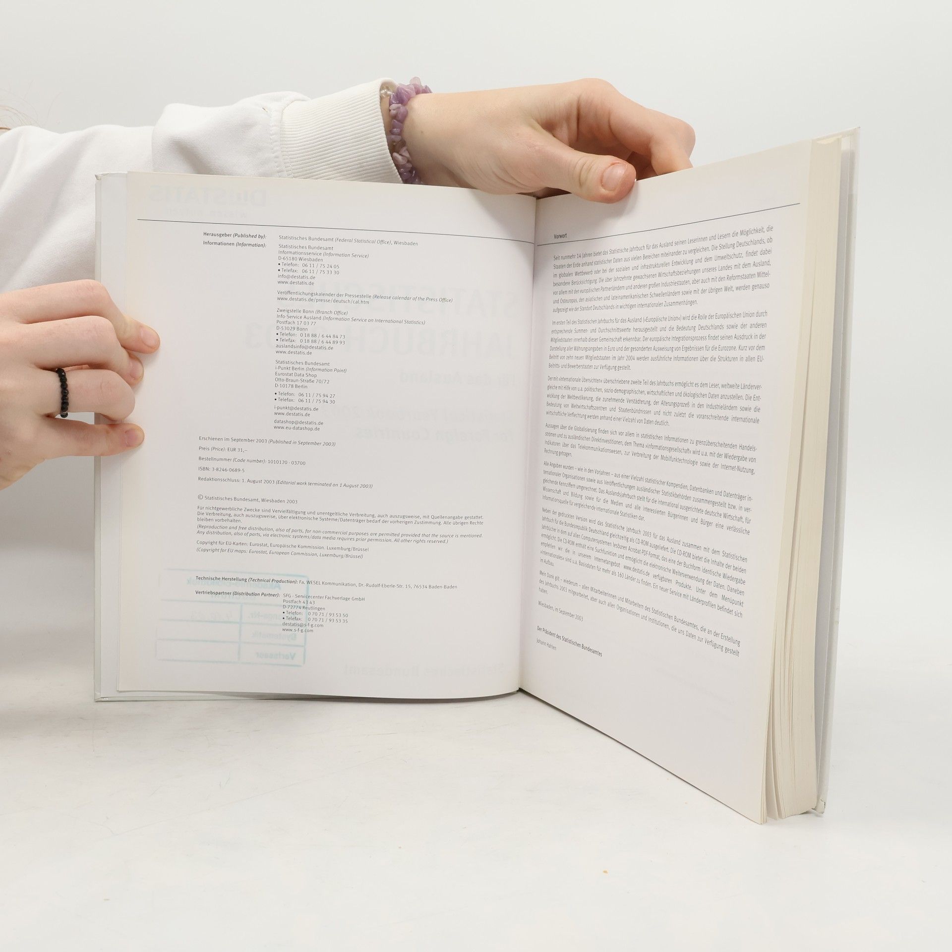 Statistisches Bundesamt Statistisches Jahrbuch für das Ausland 2003