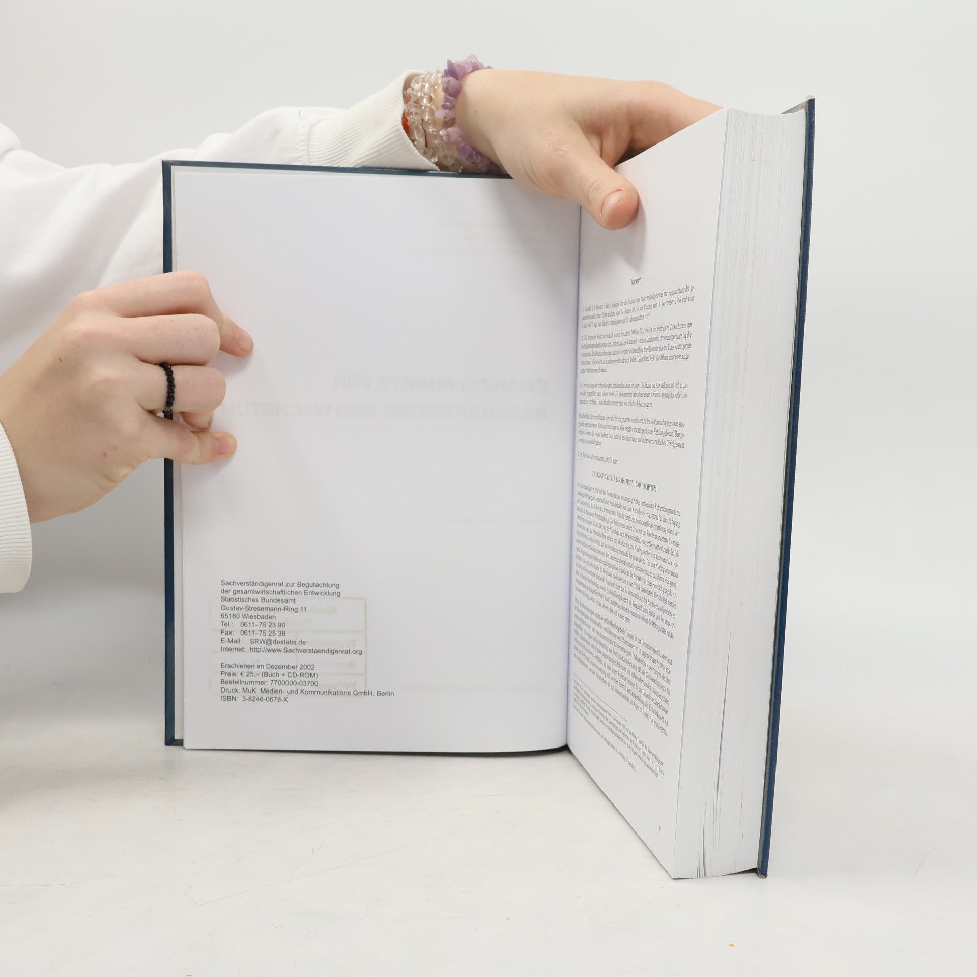 Sachverständigenrat zur Begutachtung der gesamtwirtschaftlichen Entwicklung Zwanzig Punkte für Beschäftigung und Wachstum: Jahresgutachten 2002/03
